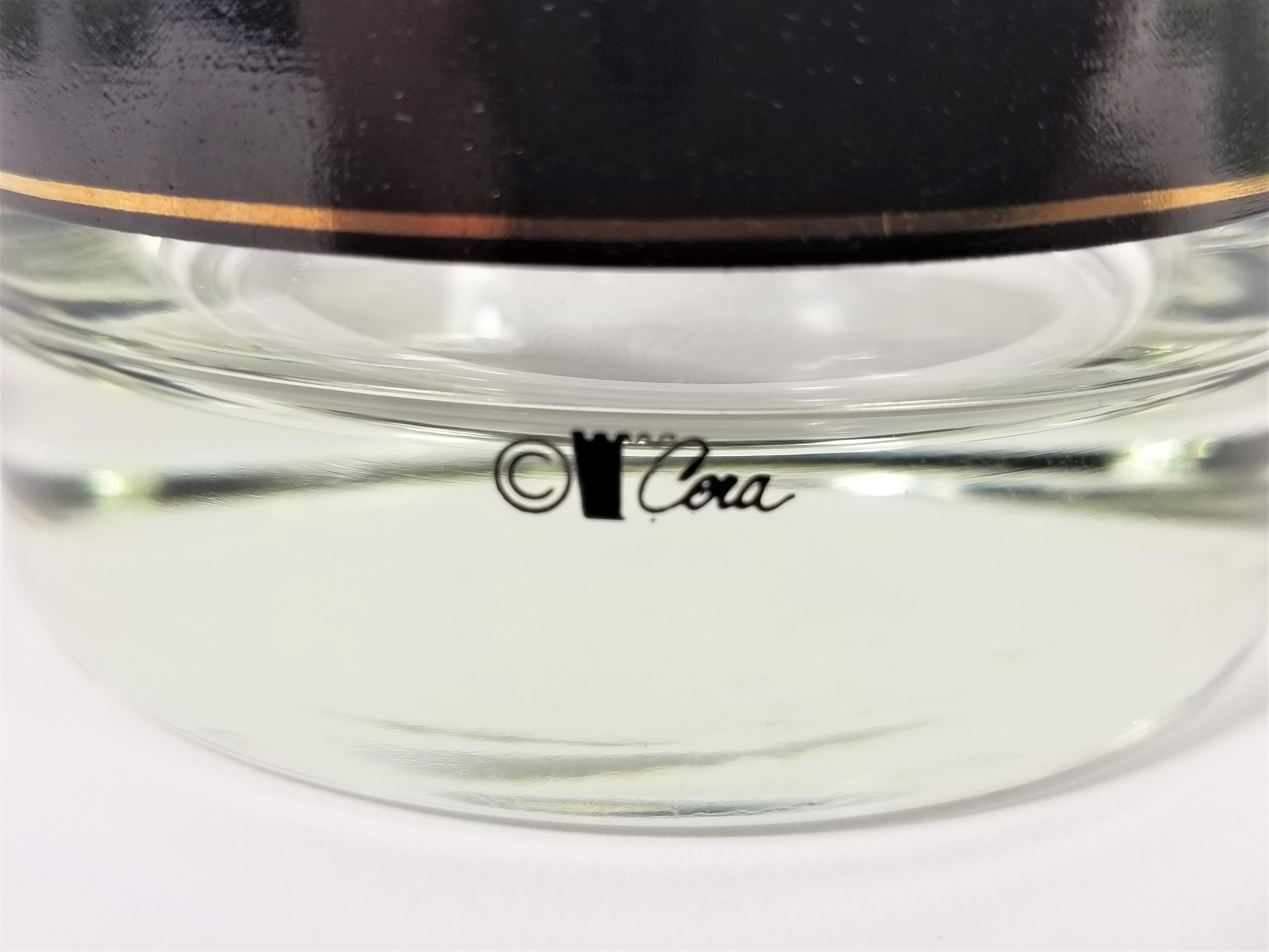 Cera 22K Gold Mid Century Double Old Fashioned Glassware Barware Set of 6 For Sale 9