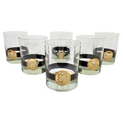 Cera 22K Gold Mid Century Double Old Fashioned Glassware Barware Set of 6