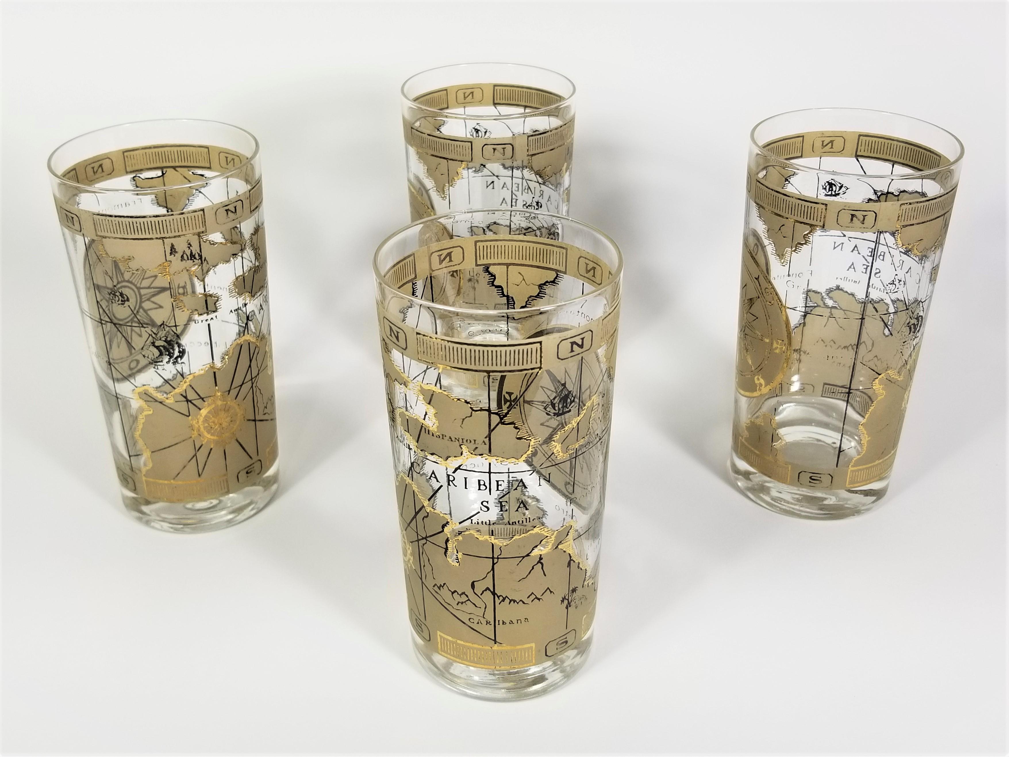 Cera Glassware Barware Old World Map Mid Century For Sale 9