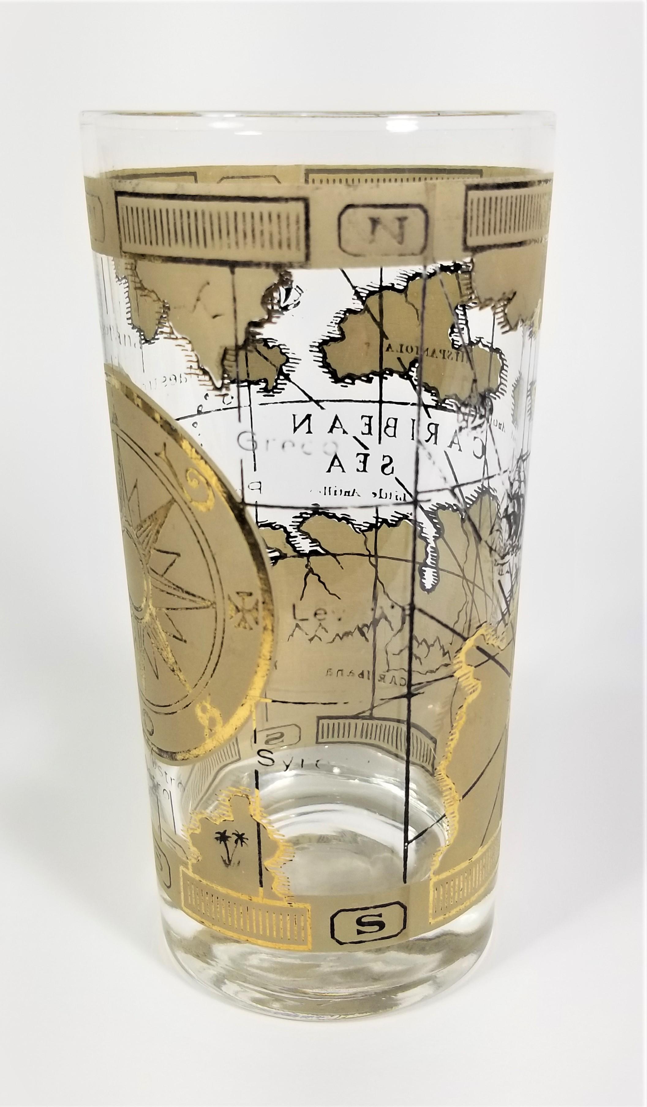 Cera Glassware Barware Old World Map Mid Century For Sale 4