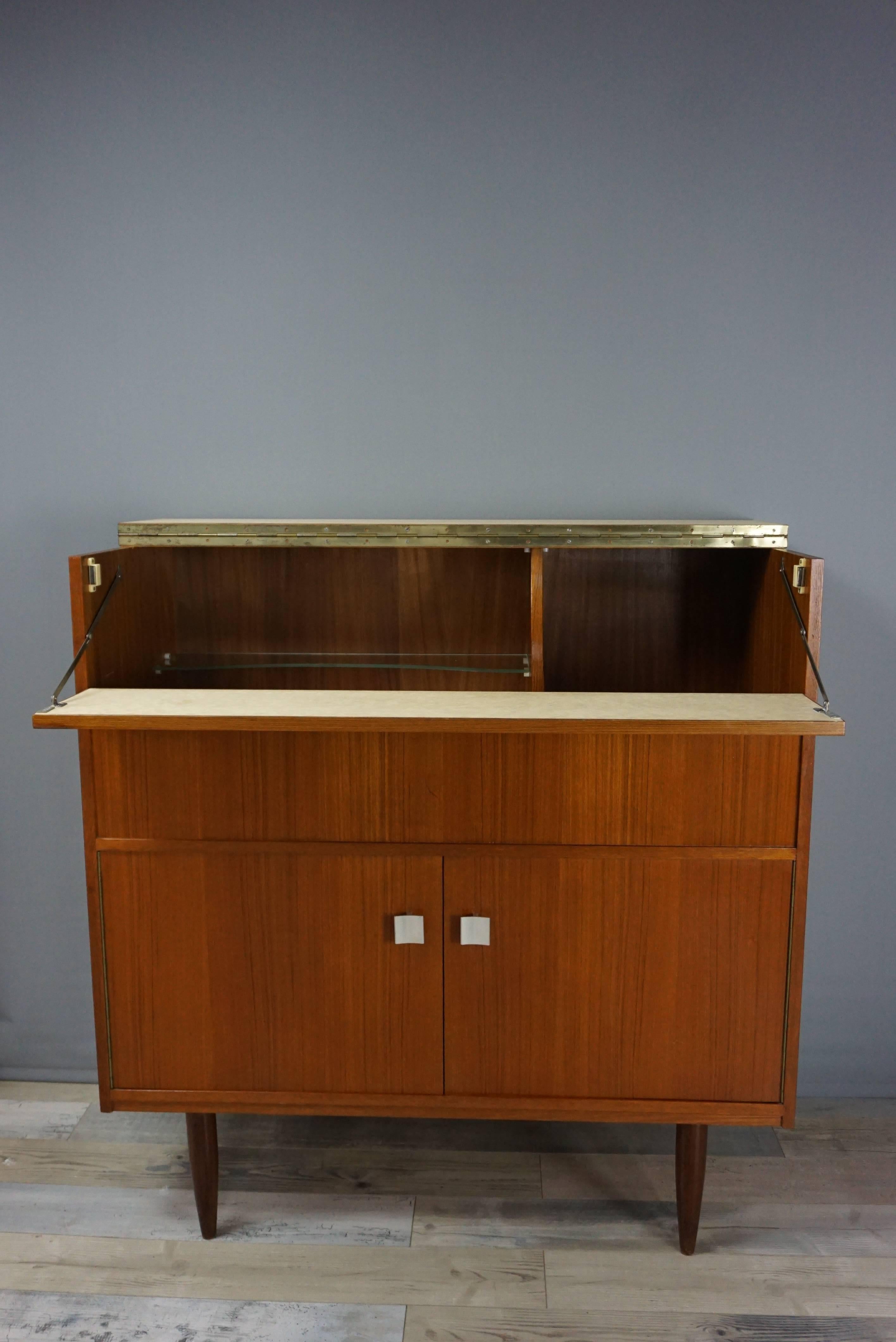 20th Century Ceraùic and Wooden Teak Bar Cabinet from the 1960s