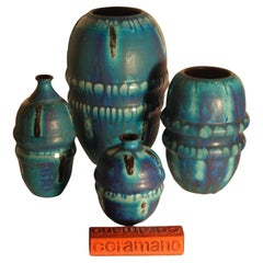Ceramano Riviera Cerulean Blue Glaze Art Pottery Group, Germany 1960's
