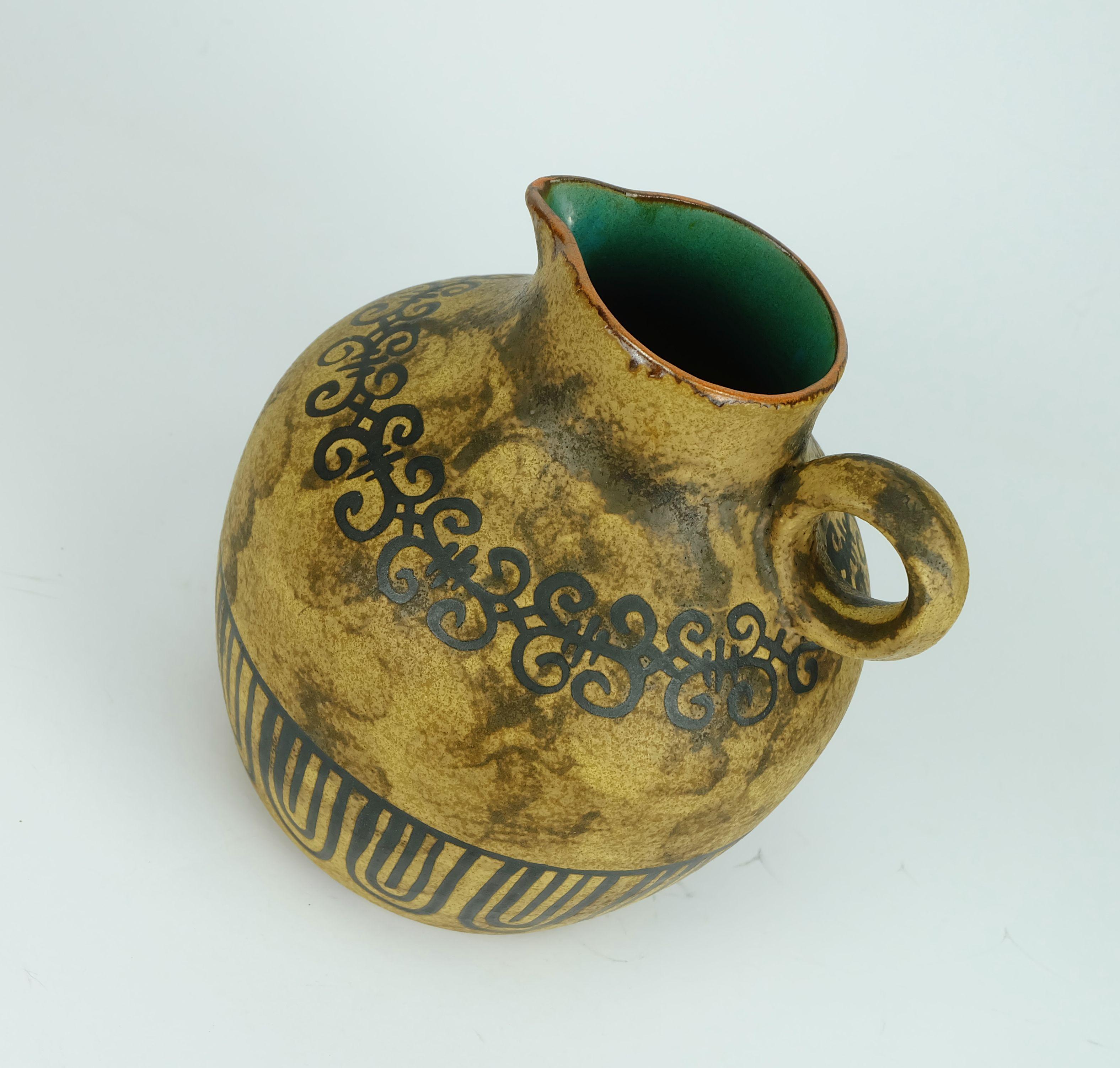 Tedesco Ceramano VASO decor etrusca hanns welling metà secolo 1950 anni 60 in vendita