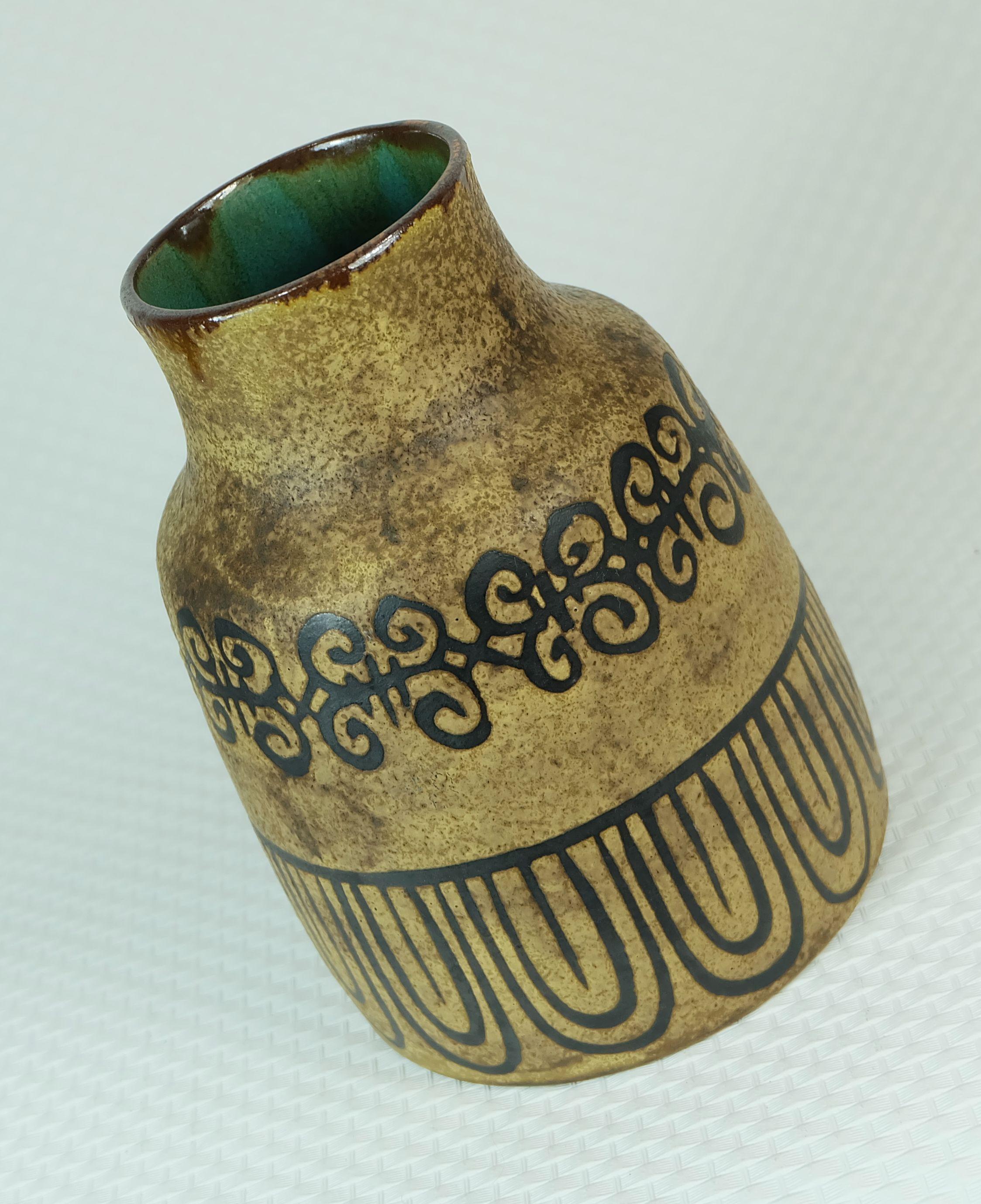 Allemand Ceramano VASE decor etrusca hanns welling west german mid century ceramic en vente