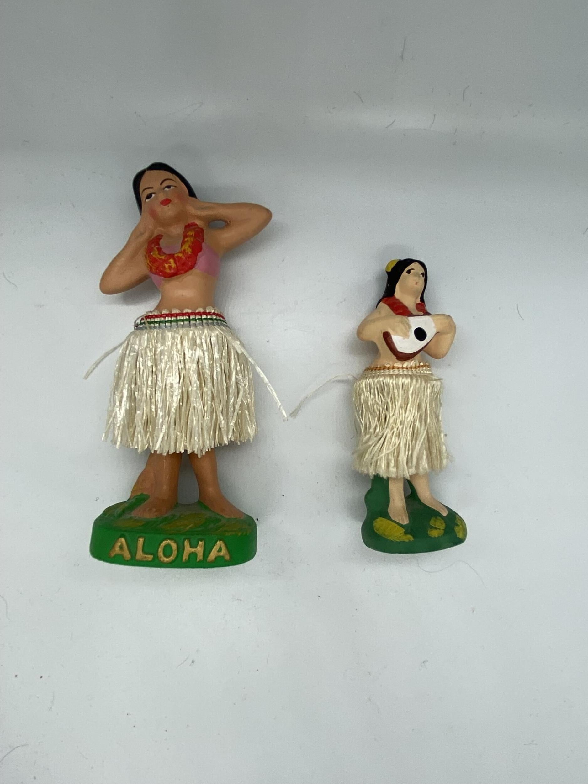 Japanese Ceramic 1950s Hawaiian Hula Girls Nodder Set of 2