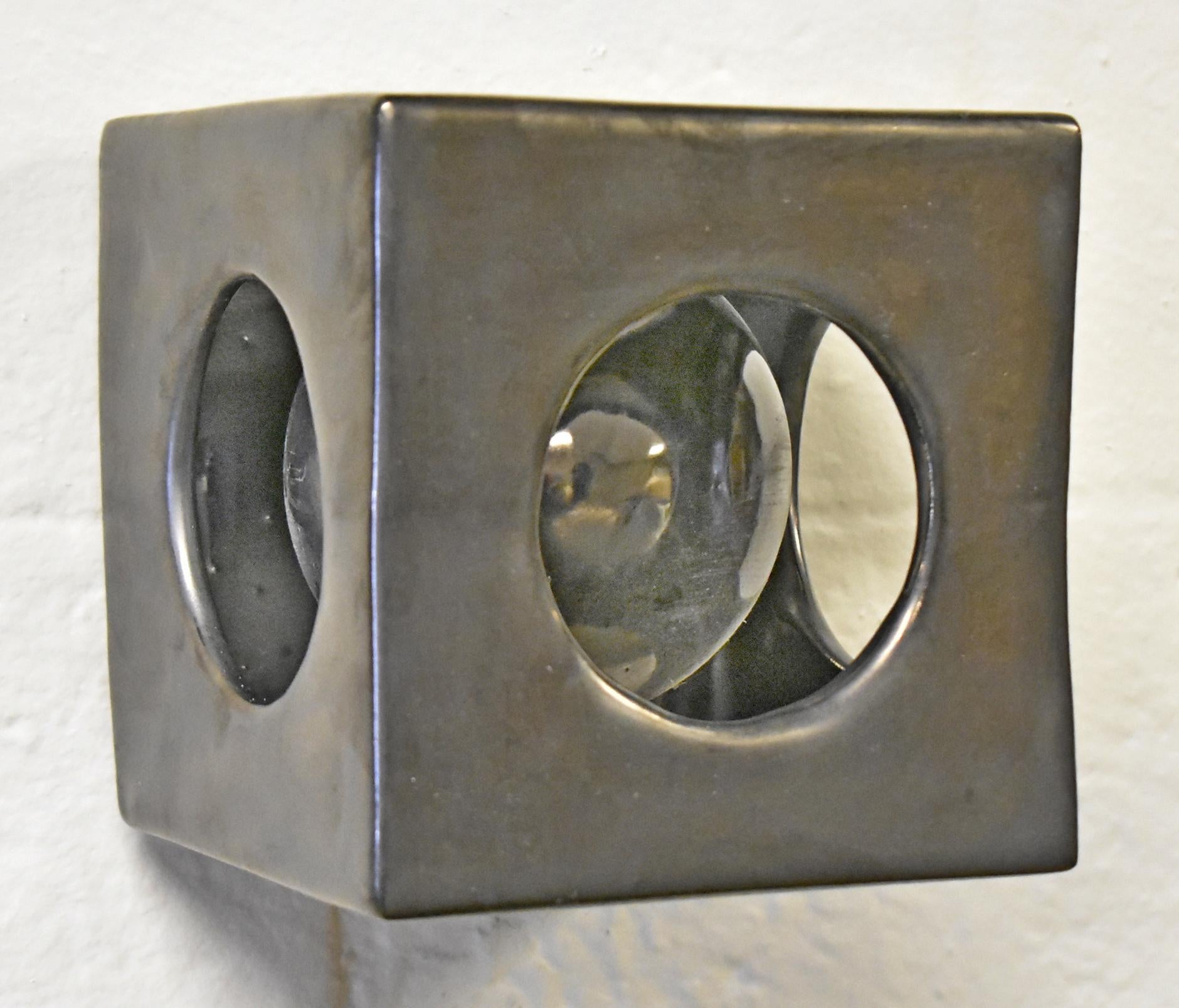 Ceramic 3D Cube Abstract Modern Wall Art Sculpture 13 Pieces In Good Condition For Sale In Toledo, OH