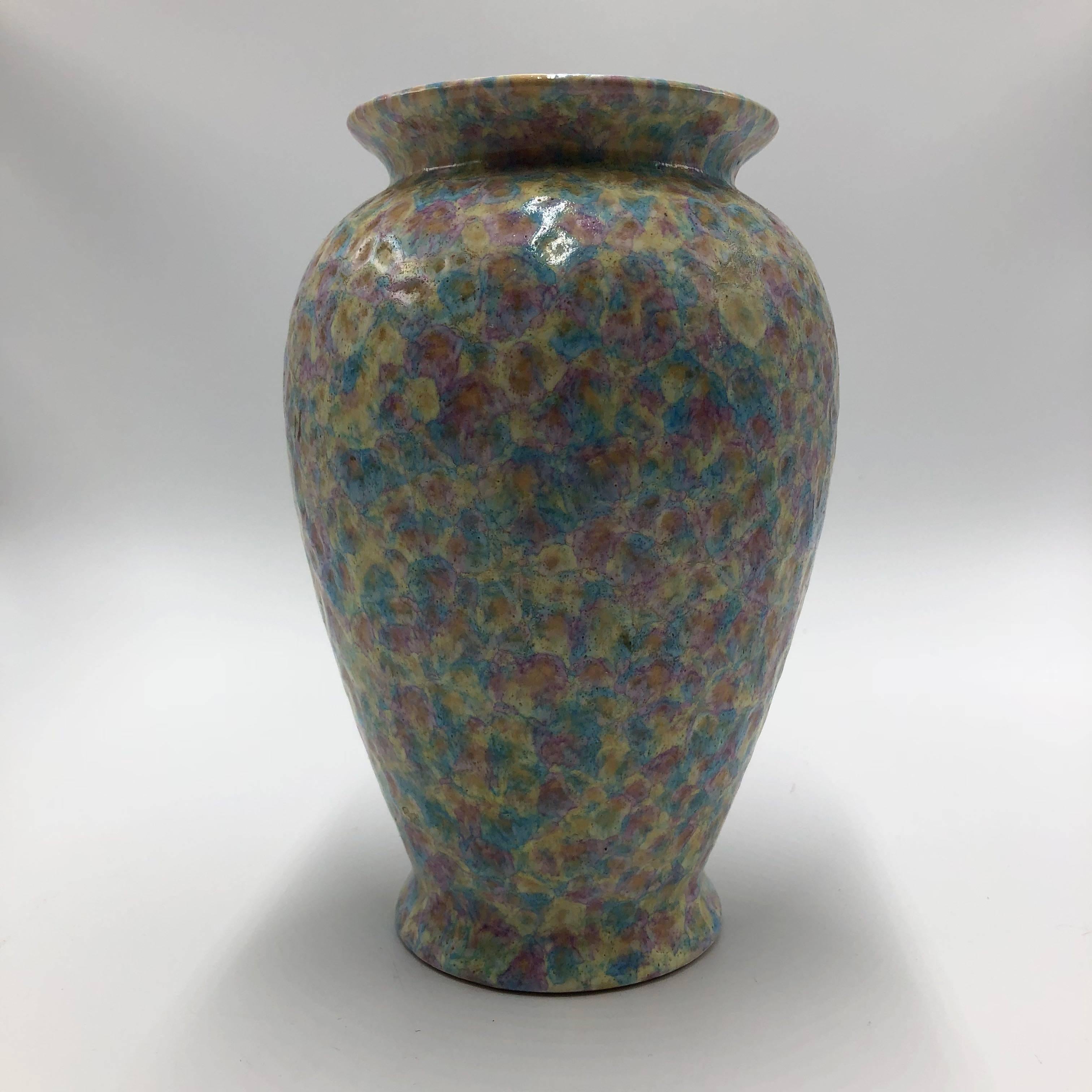 Mid-Century Modern Ceramic 1980 Scheurich Pastel Colored Vase For Sale
