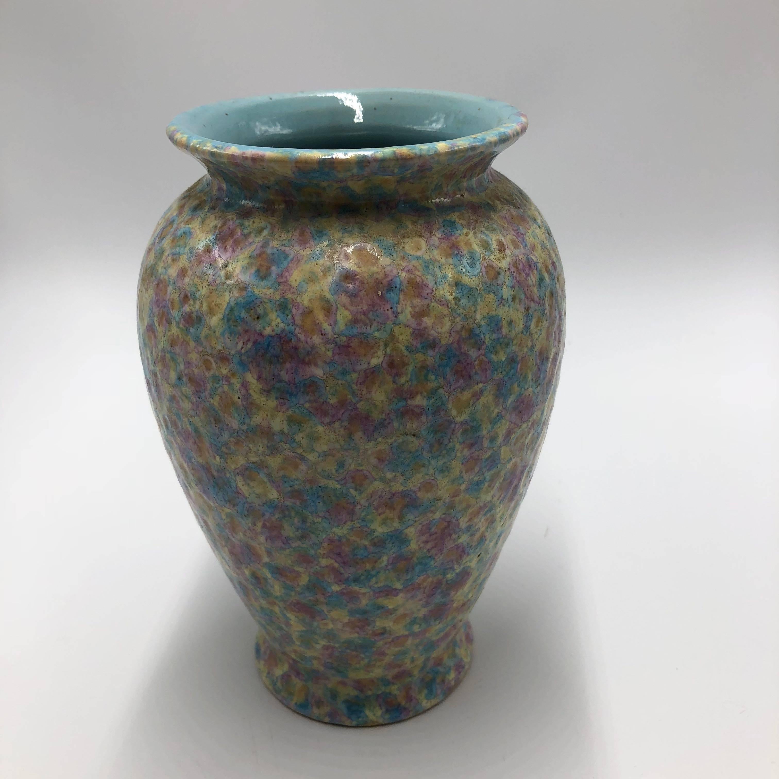 Ceramic 1980 Scheurich Pastel Colored Vase In Good Condition For Sale In Achterveld, NL