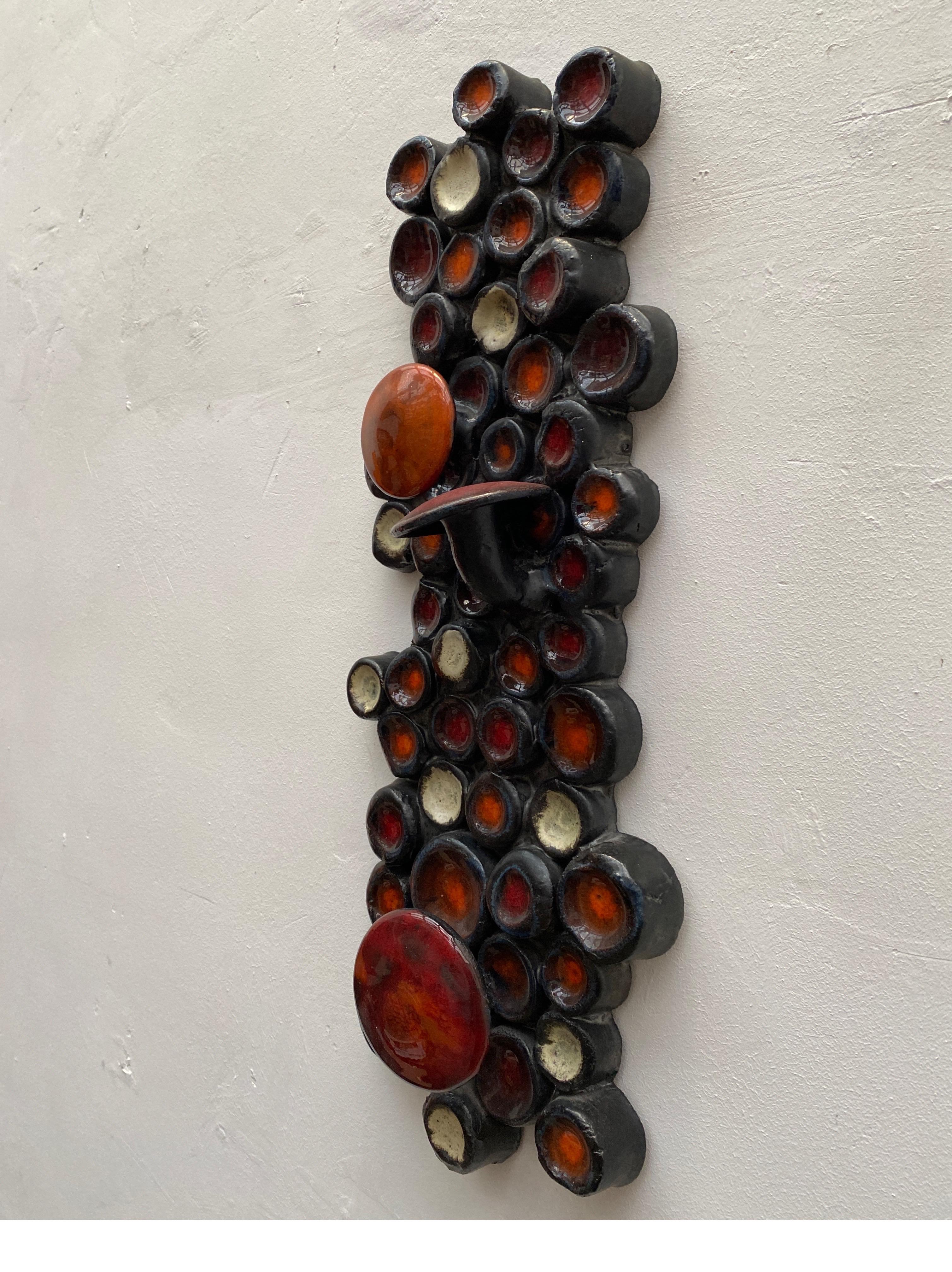 Mid-20th Century Ceramic Abstract Wall Sculpture Perignem, Belgium For Sale