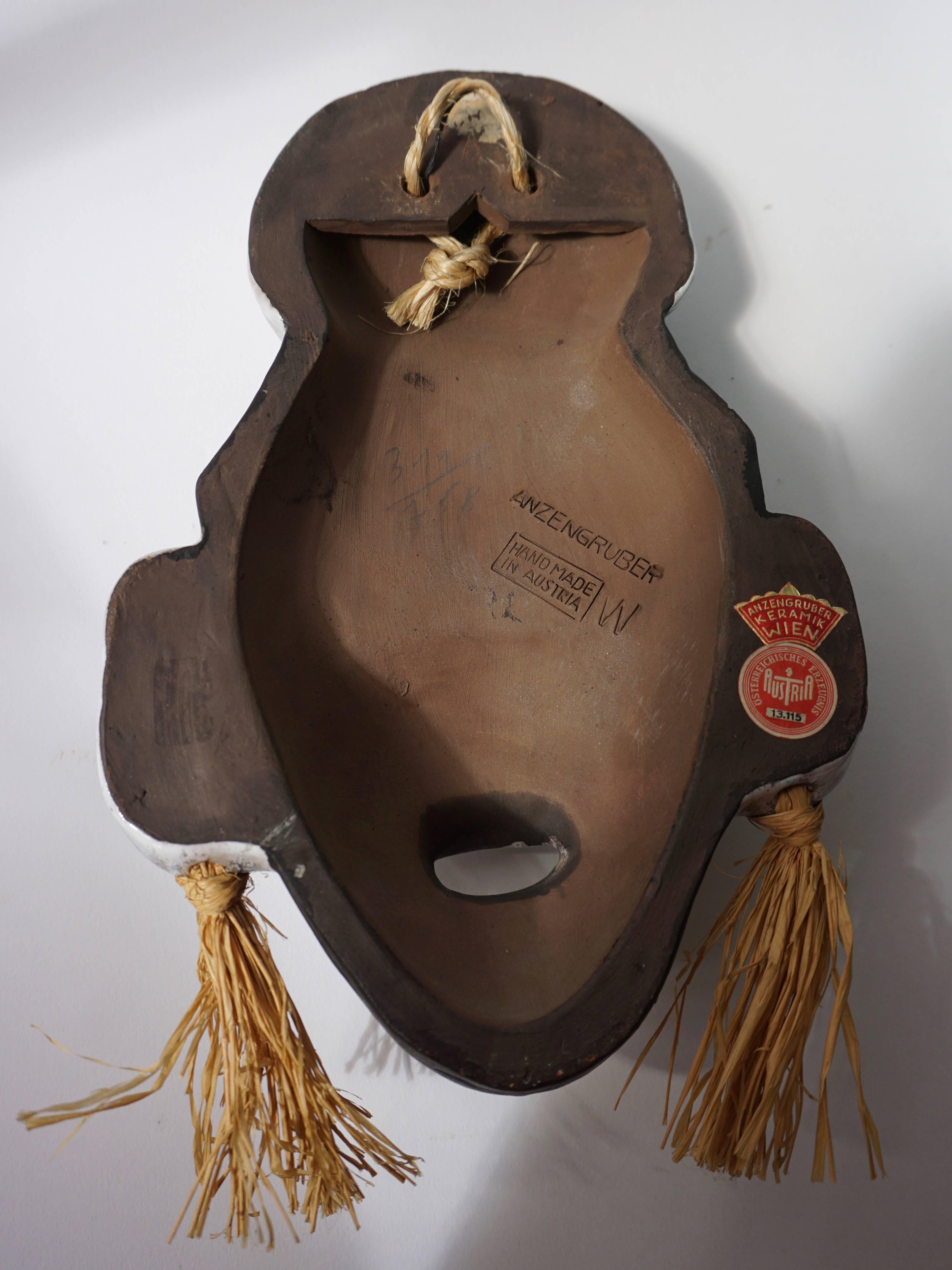 20th Century Ceramic African Mask by Anzengruber