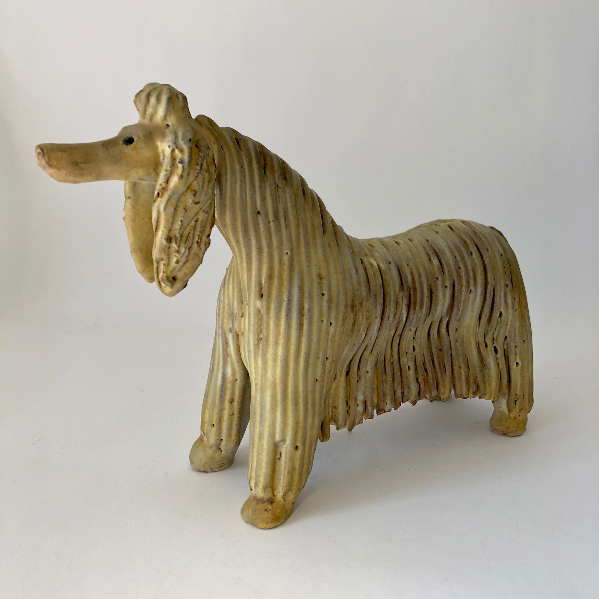 Spanish modern ceramic Afghan dog sculpture made by Miguel Durán-Lóriga for Alfaraz. Sculpture measures 8