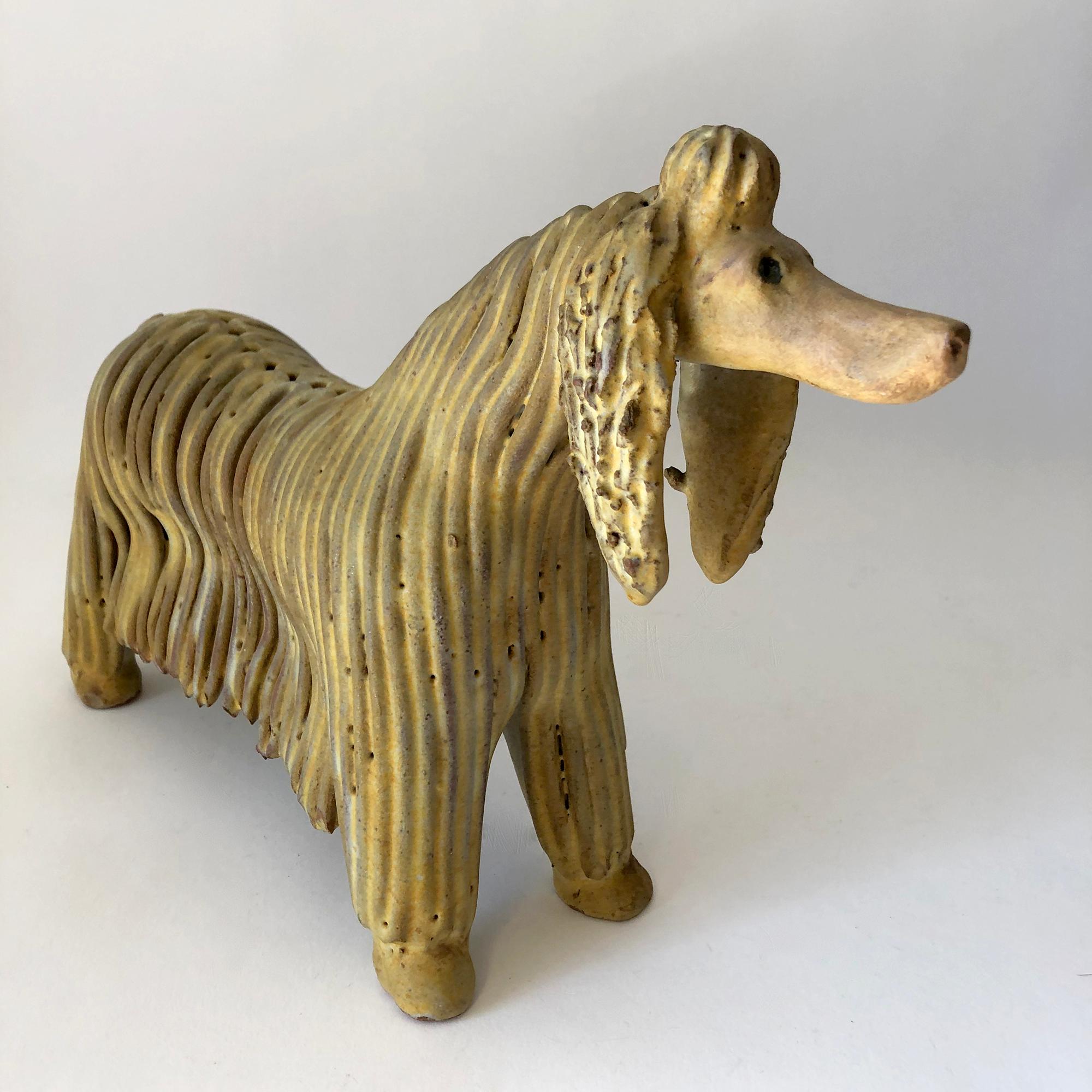 Ceramic Alfraraz Spanish Modernist Afghan Dog Sculpture In Fair Condition In Palm Springs, CA
