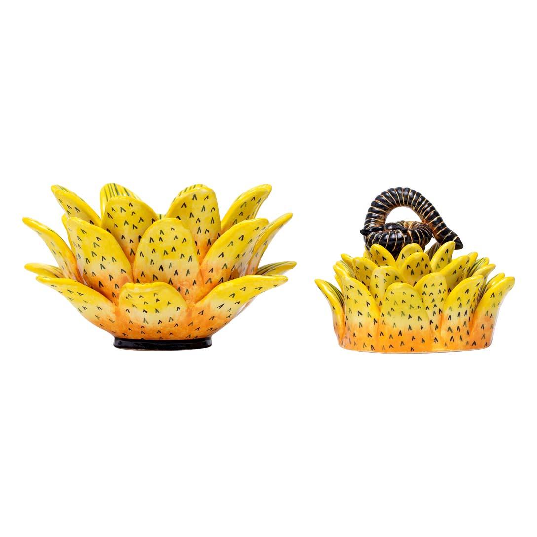 Aloe Millipede Jewelry Box
Introducing the Aloe Millipede Jewelry Box, a stunning ceramic decorative art piece crafted by Love Art Ceramic in South Africa in 2024. This unique creation stands 6 inches high, 6 inches long, and 4 inches wide,