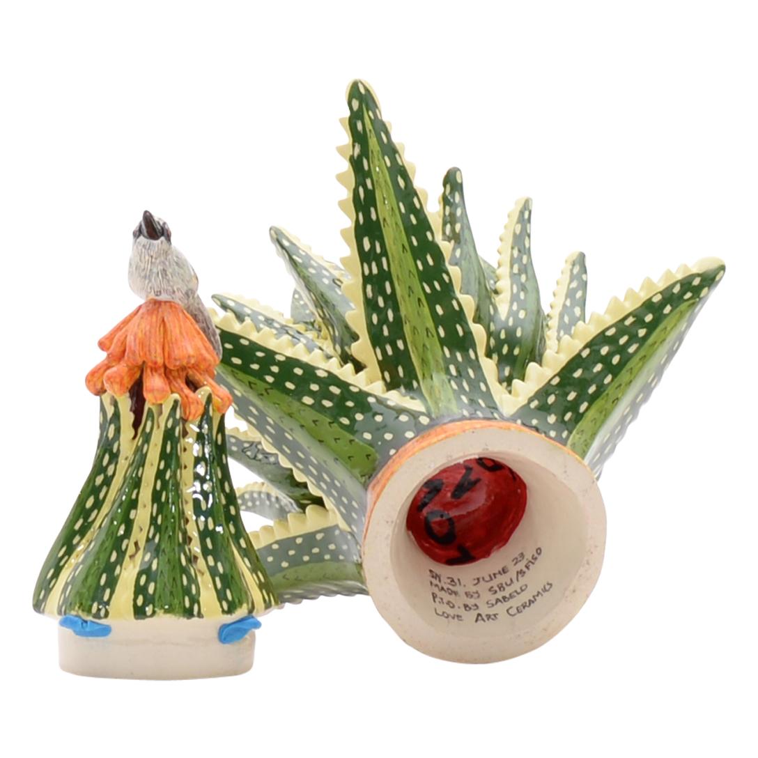 Modern Ceramic Aloe Vera Plant Jewelry Box  , hand made in South Africa