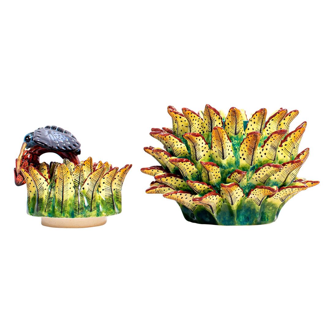 Ceramic Aloe Vera Plant Jewelry Box  , hand made in South Africa In Excellent Condition In North Miami, FL