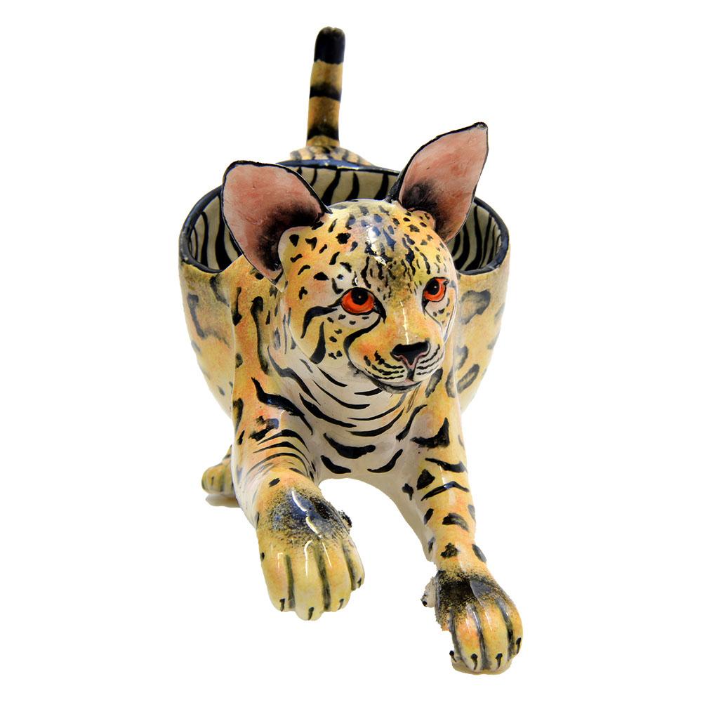 Moderno Bobcat americano in ceramica  Ciotola di arachidi, fatta a mano in Sudafrica