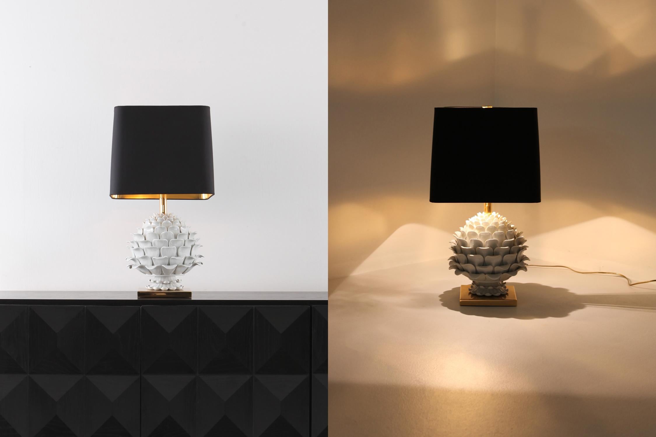 Ceramic and Brass Artichoke Table Lamp 2