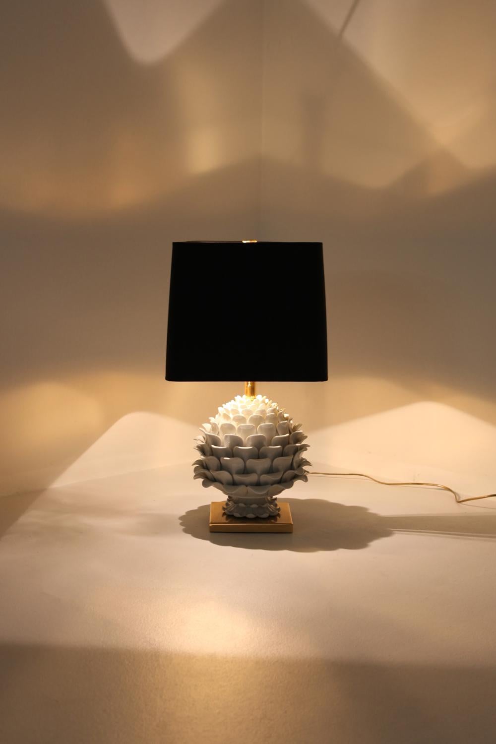 Ceramic and Brass Artichoke Table Lamp 4