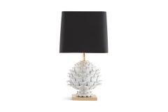Keramik- und Messing-Tischlampe mit Artischocken