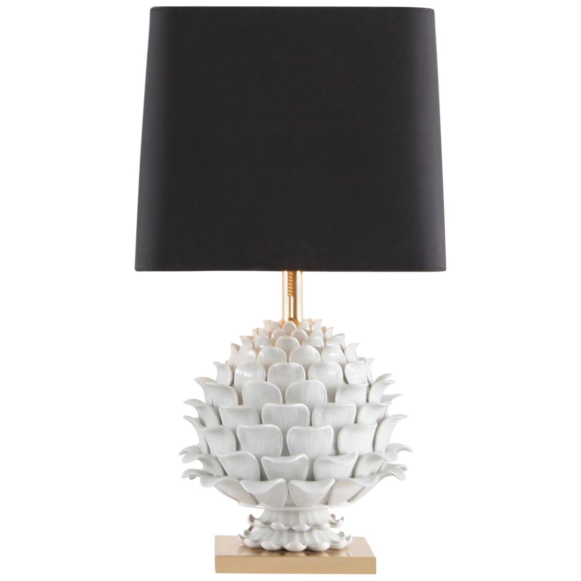 Ceramic and Brass Artichoke Table Lamp