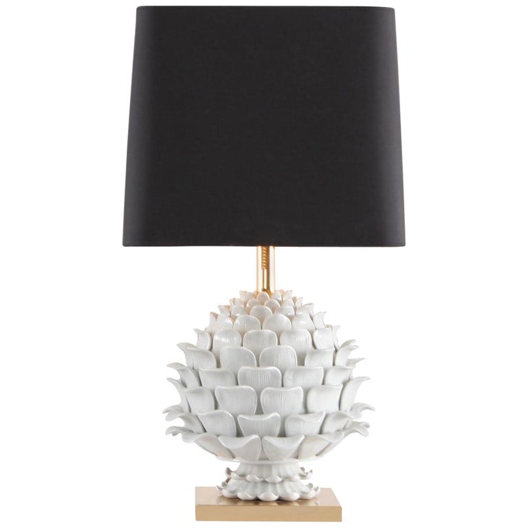 Vintage Artichoke Lamp in White Porcelain, 1970s For Sale at 1stDibs