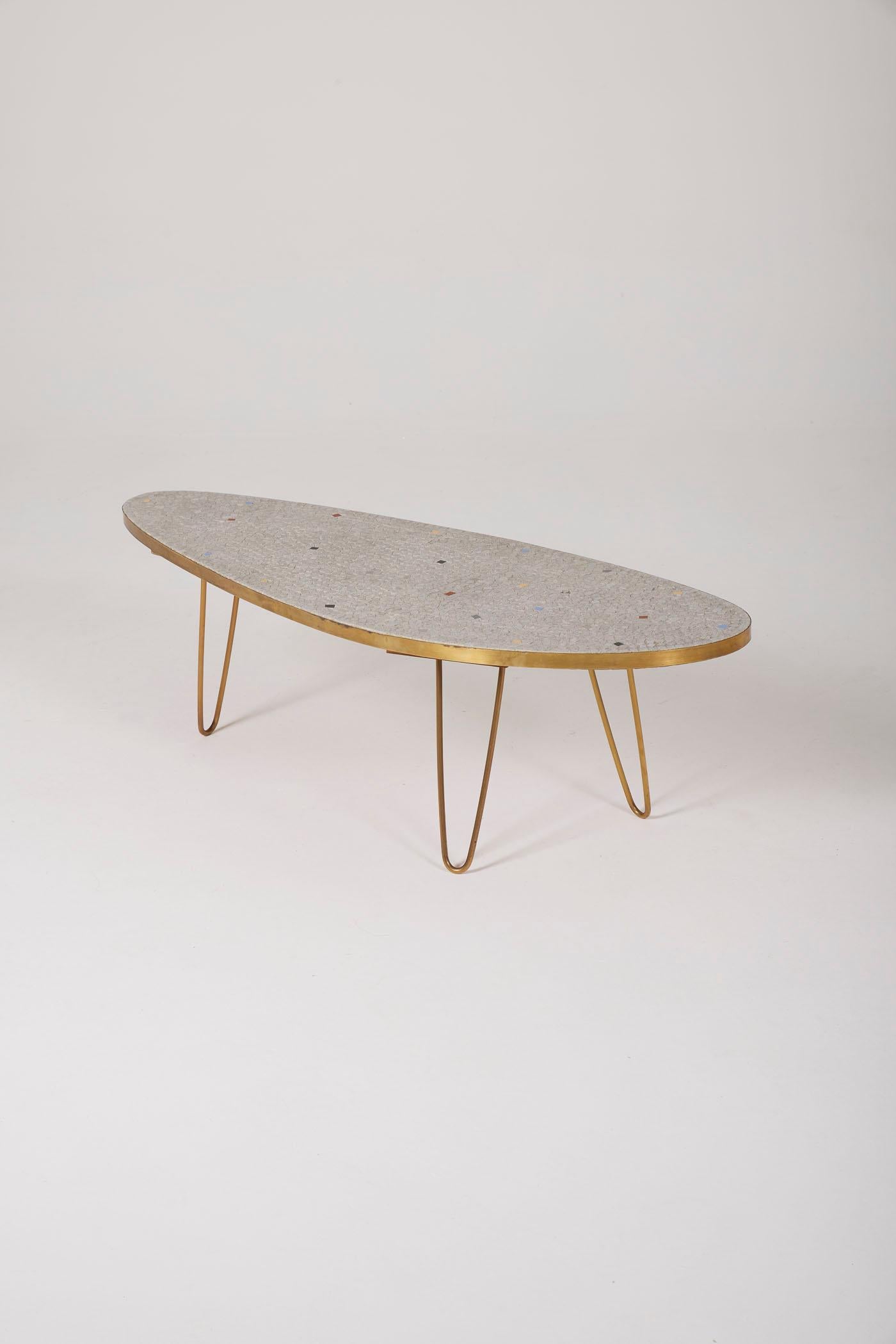 Ceramic and brass coffee table For Sale 5