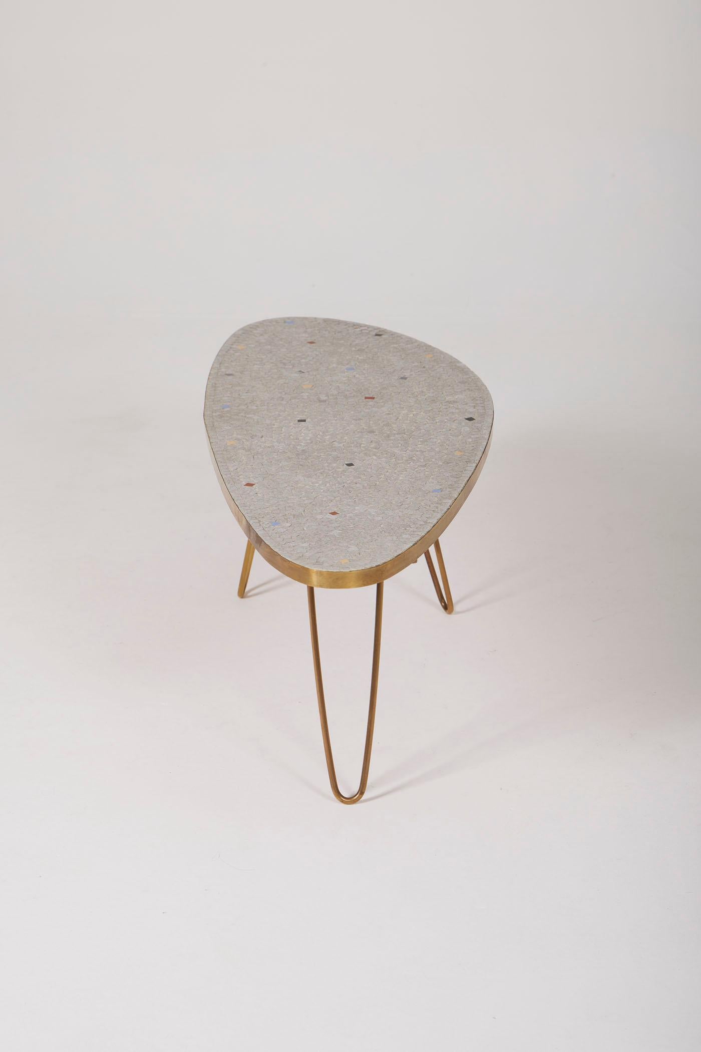 Brass Ceramic and brass coffee table For Sale