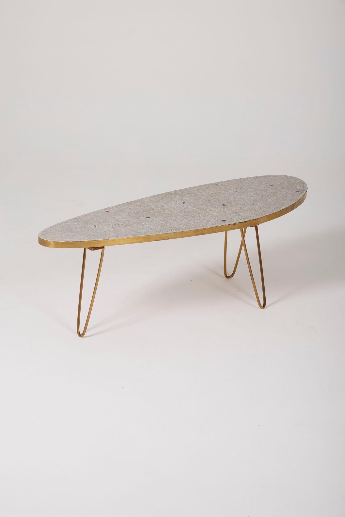Ceramic and brass coffee table For Sale 1