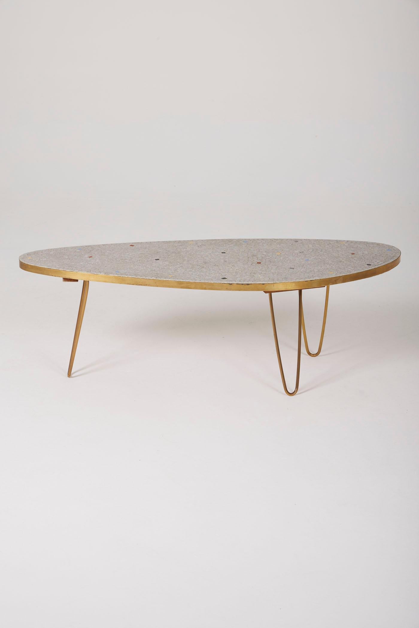 Ceramic and brass coffee table For Sale 2