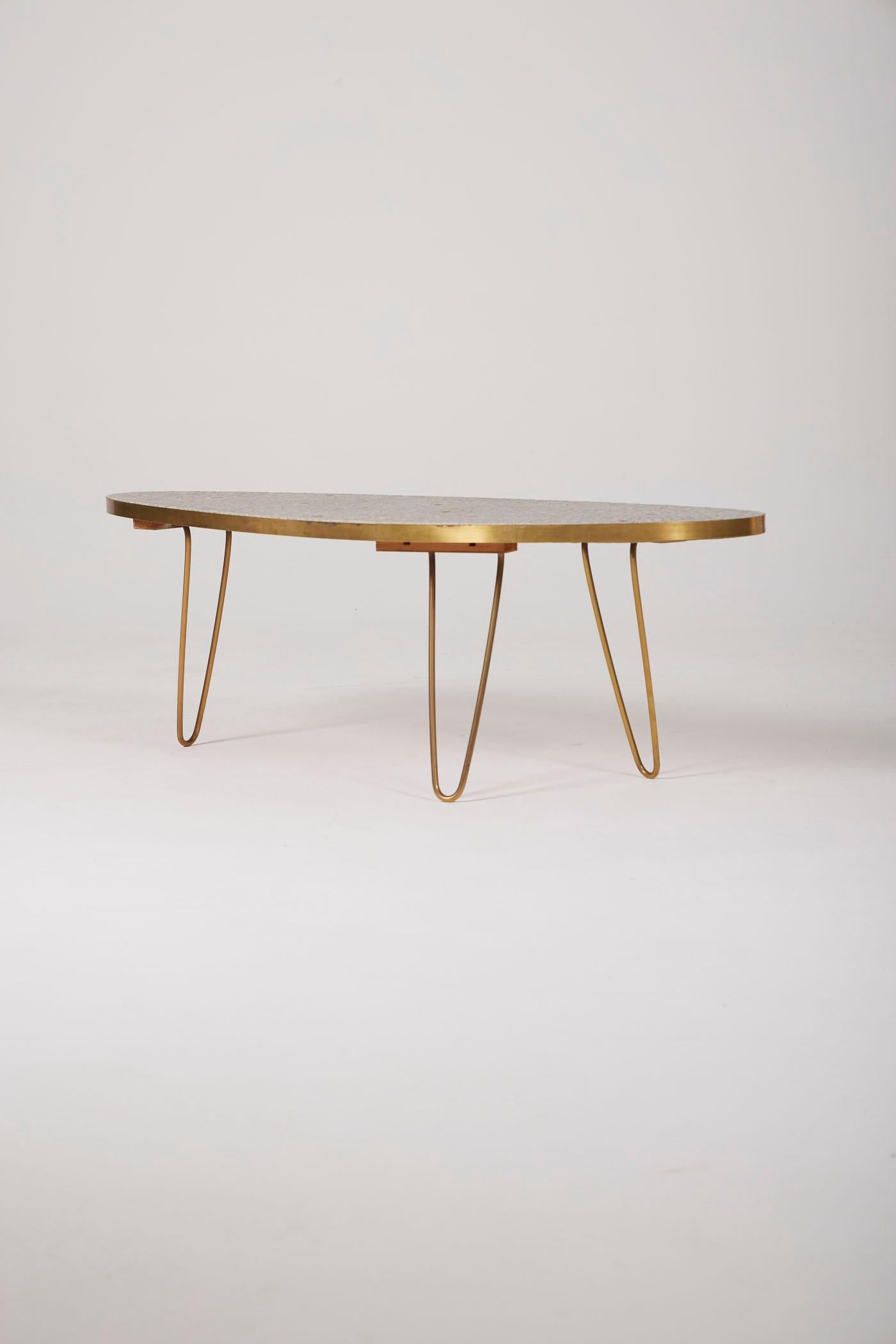 Ceramic and brass coffee table For Sale 4