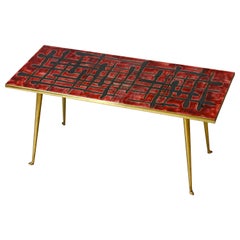 Ceramic and Brass Coffee Table 