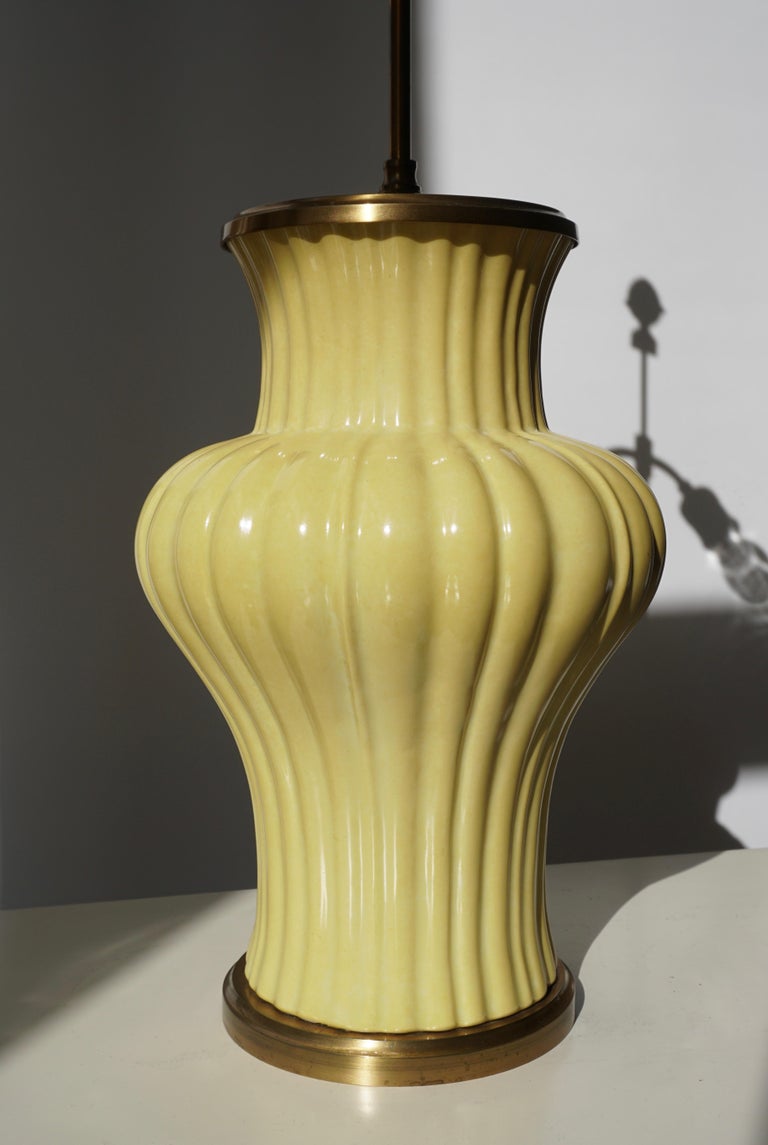 Ceramic and Brass Table Lamp For Sale 4