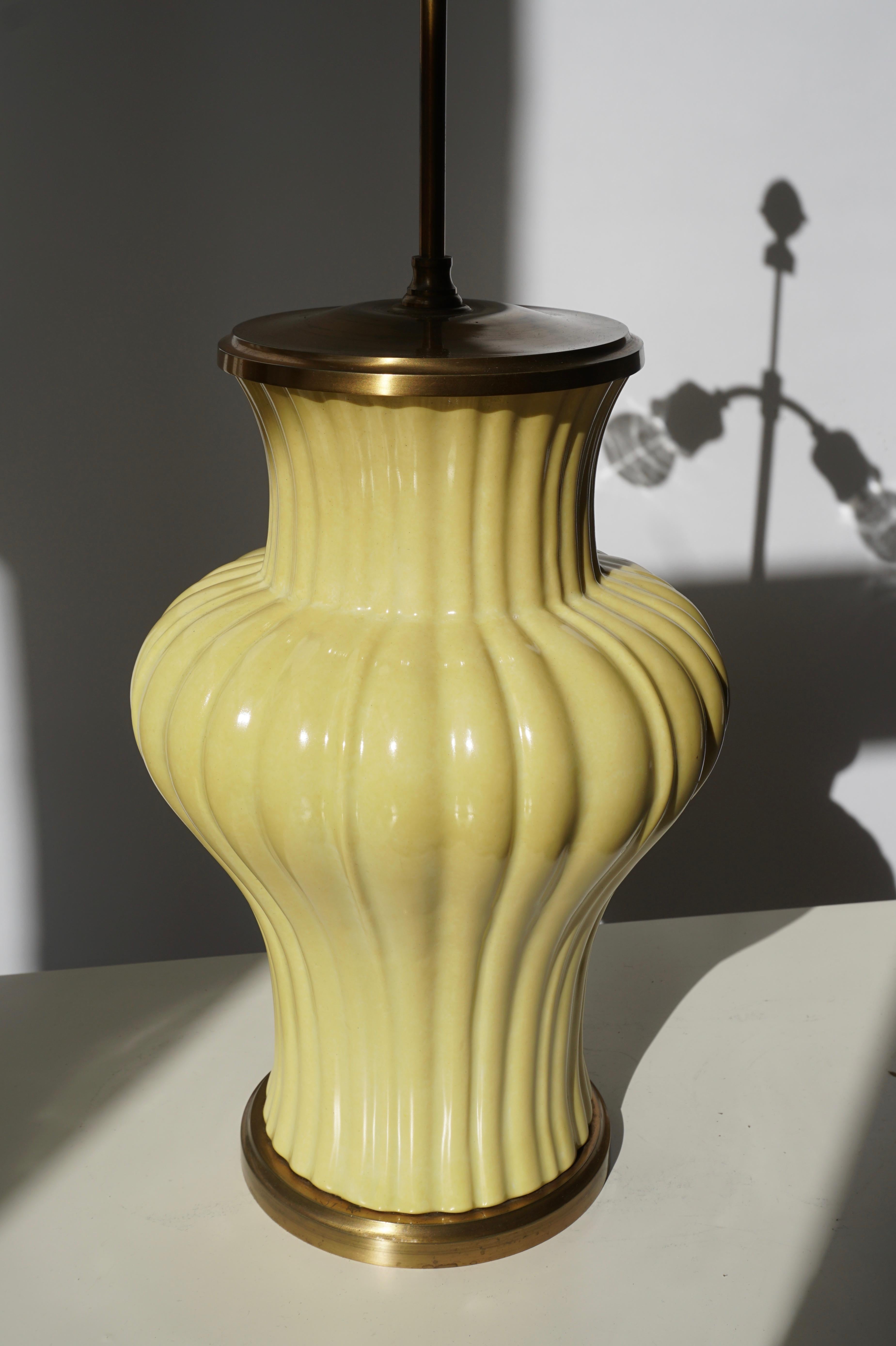 Ceramic and Brass Table Lamp For Sale 5