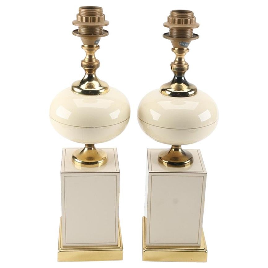 Ceramic and Brass Table Lamps, circa 1960