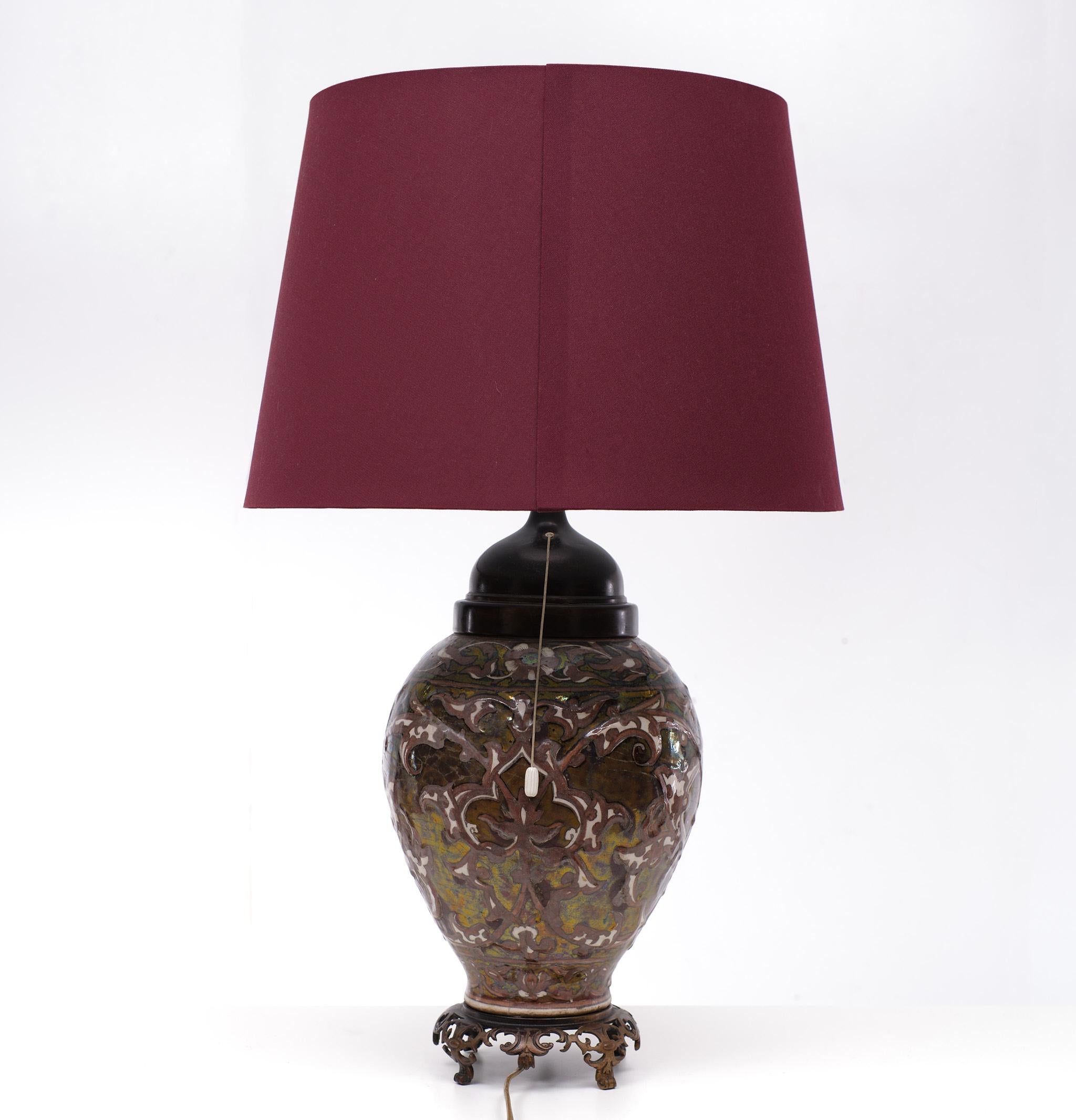 Late 20th Century Ceramic and Bronze Table Lamp, 1960s England For Sale