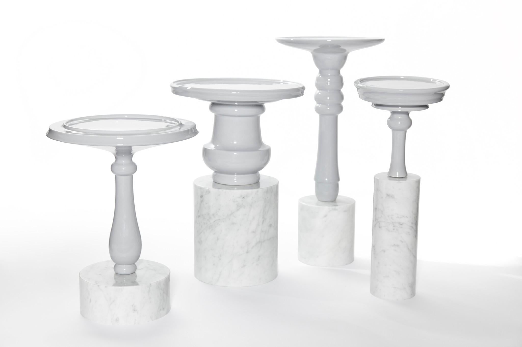Ceramic and Carrara Marble Bouquet de Tables by Sam Baron In Excellent Condition For Sale In New York, NY