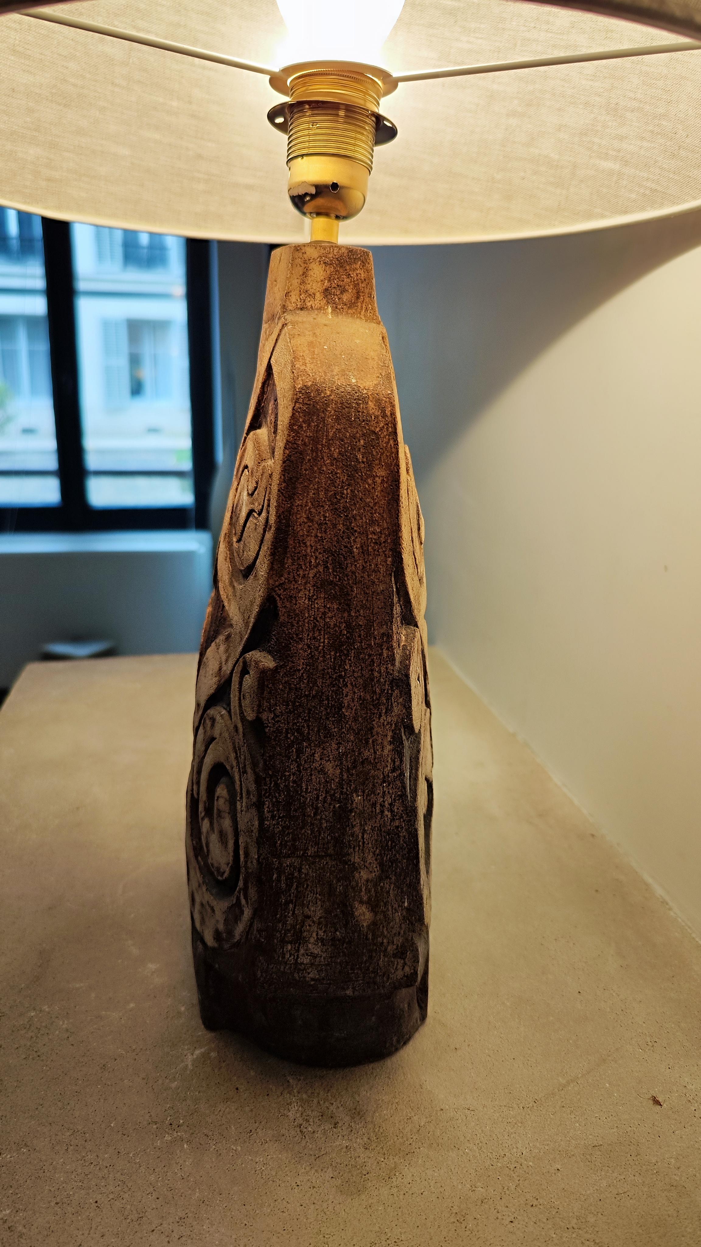 Lampe de table en céramique et terre chamottée - France - 1960 - 60s - en vente 4