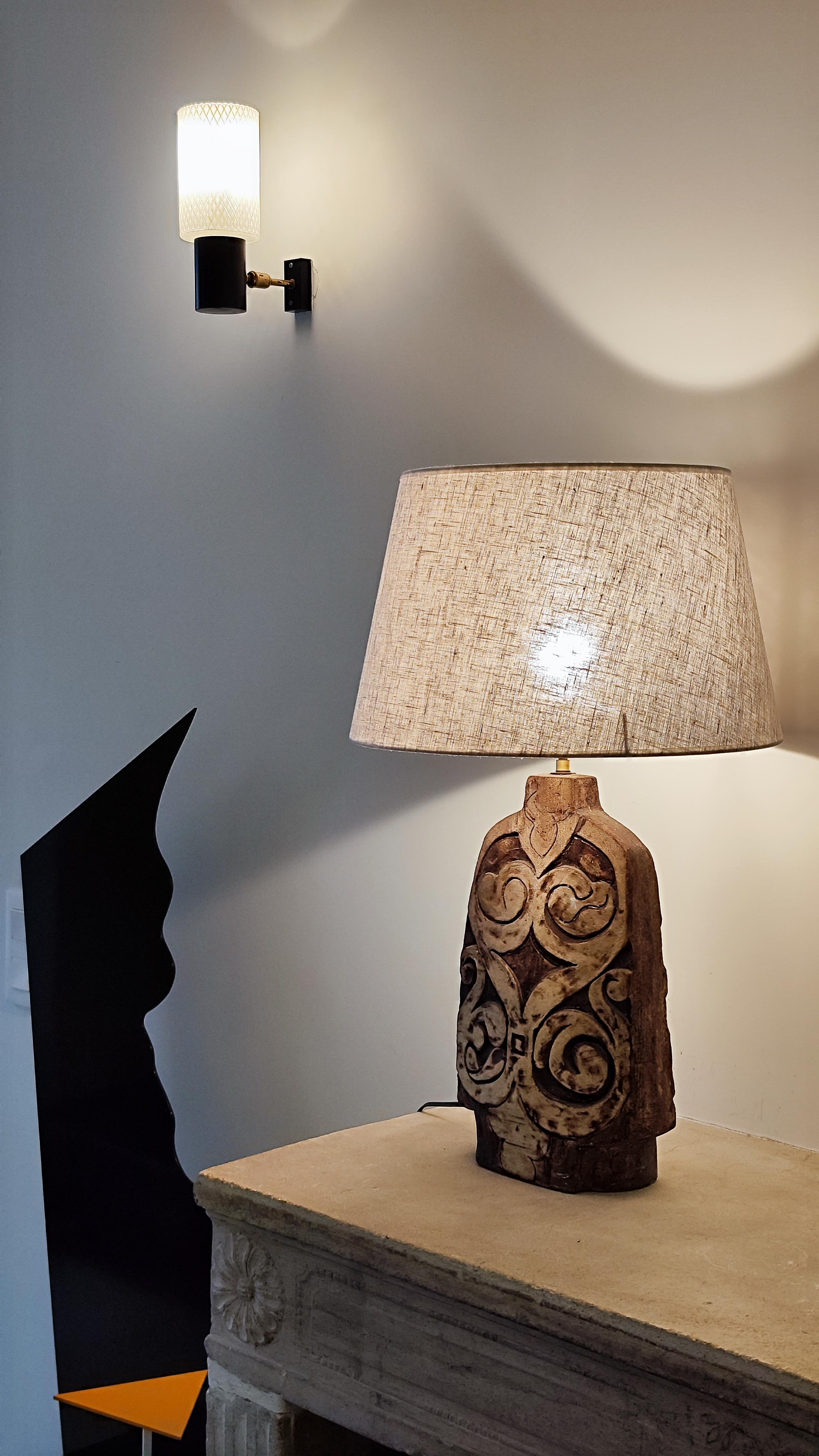 Lampe de table en céramique et terre chamottée - France - 1960 - 60s - en vente 9