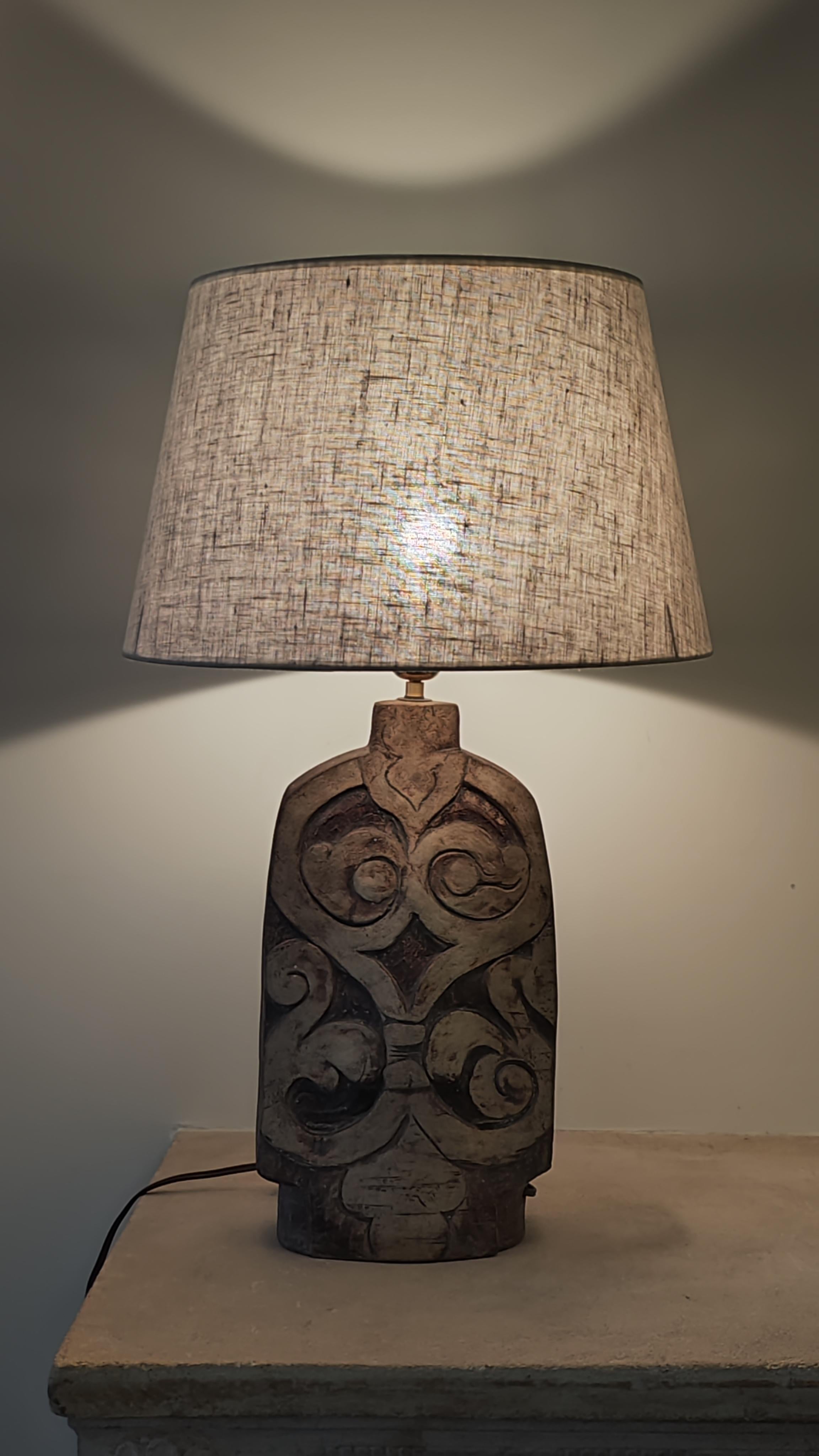 Lampe de table en céramique et terre chamottée - France - 1960 - 60s - en vente 11