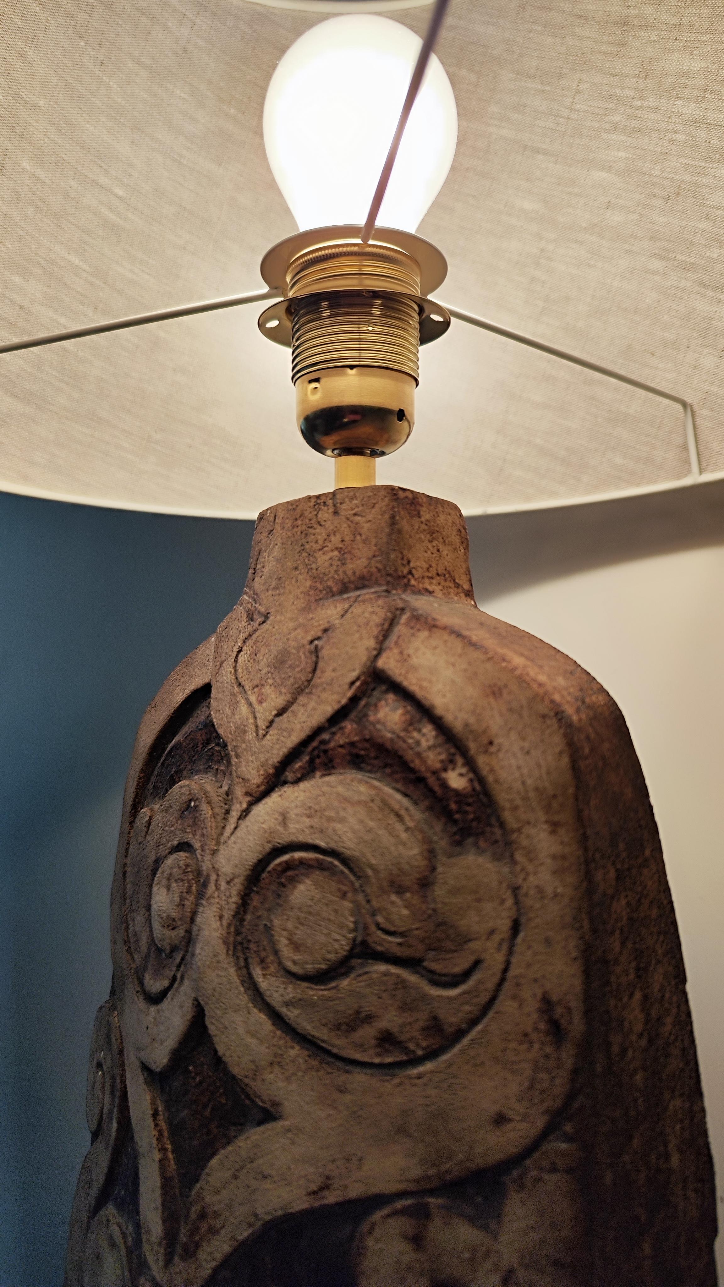 Lampe de table en céramique et terre chamottée - France - 1960 - 60s - en vente 14