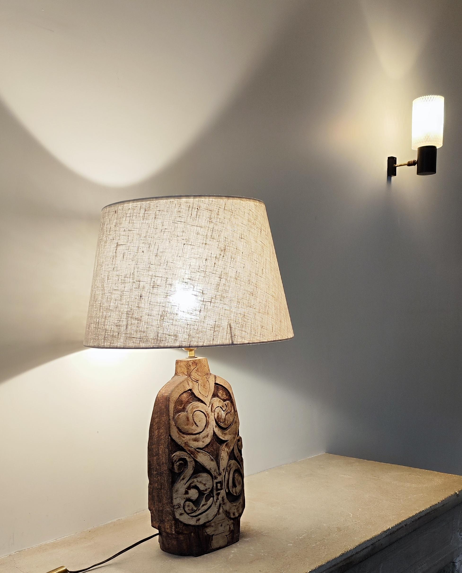 Céramique Lampe de table en céramique et terre chamottée - France - 1960 - 60s - en vente
