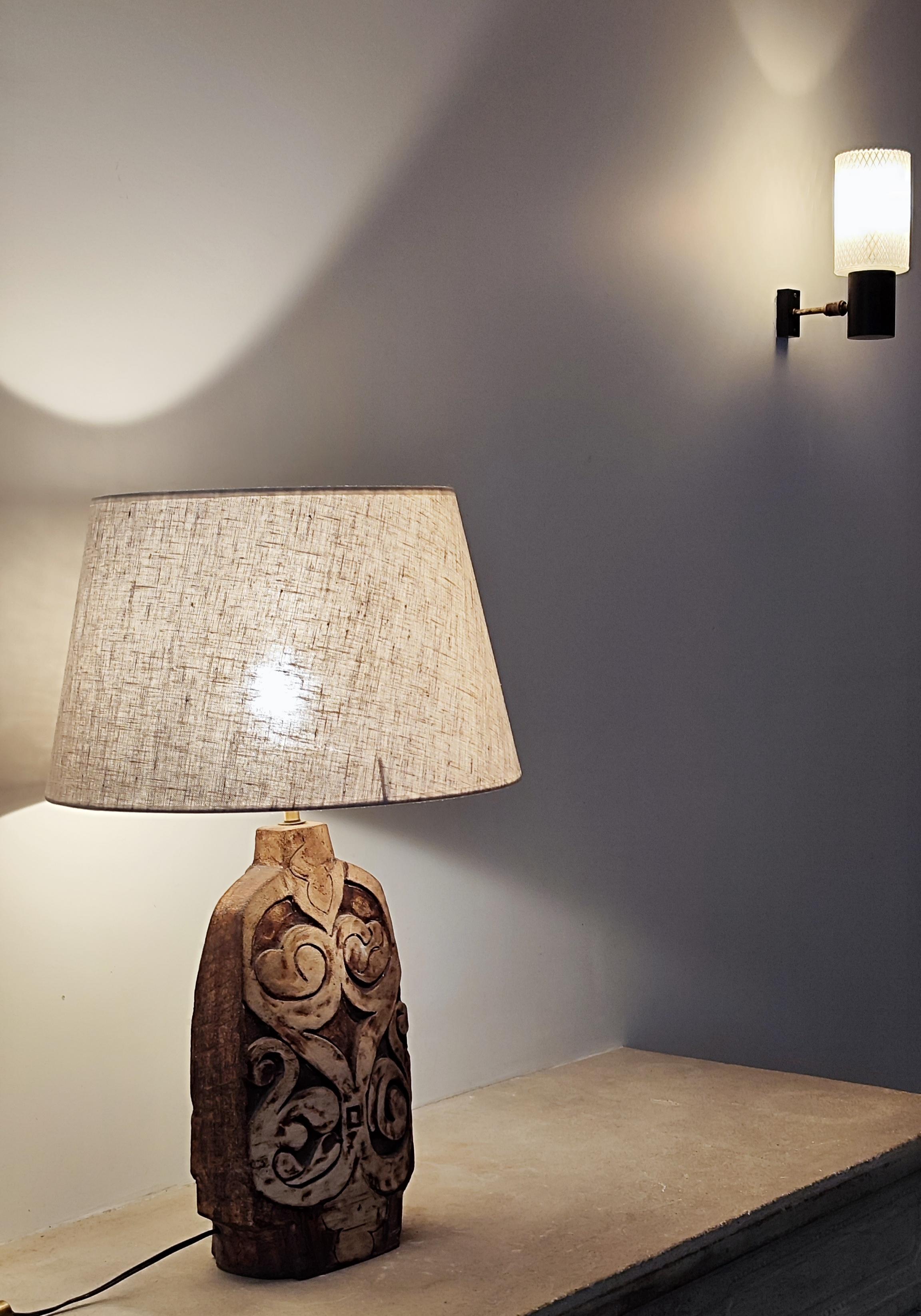 Lampe de table en céramique et terre chamottée - France - 1960 - 60s - en vente 1