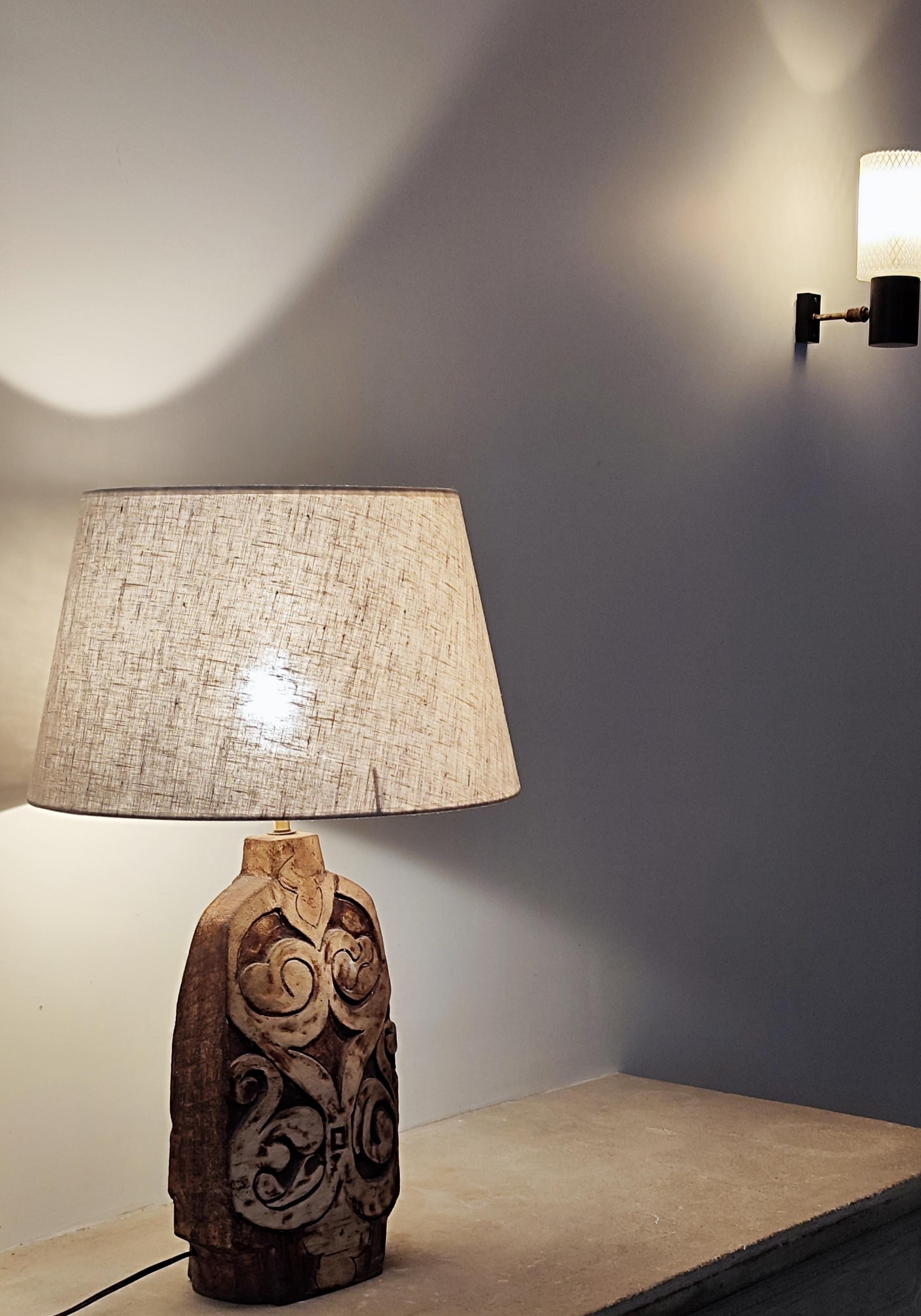 Lampe de table en céramique et terre chamottée - France - 1960 - 60s - en vente 2