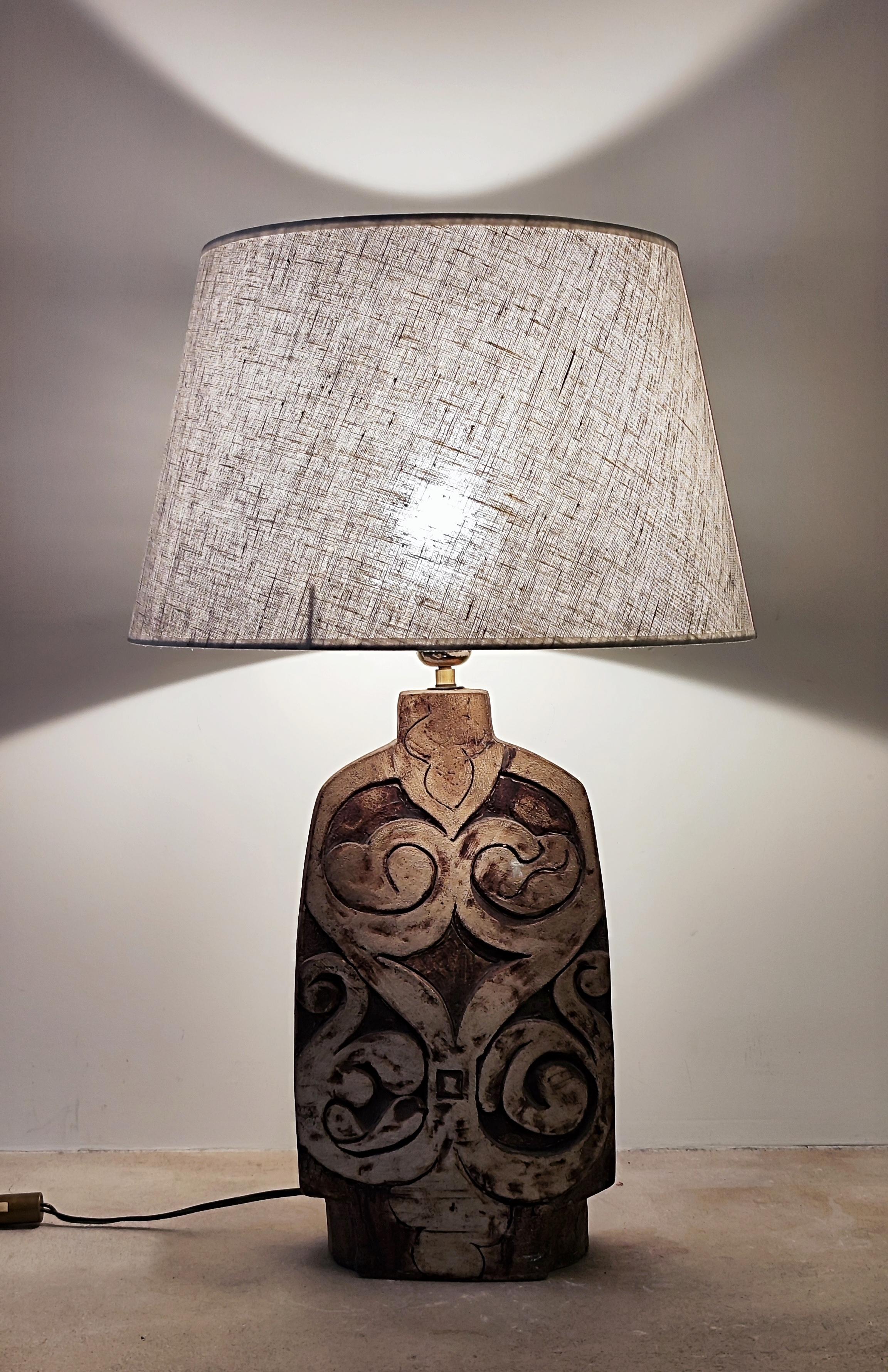 Lampe de table en céramique et terre chamottée - France - 1960 - 60s - en vente 3