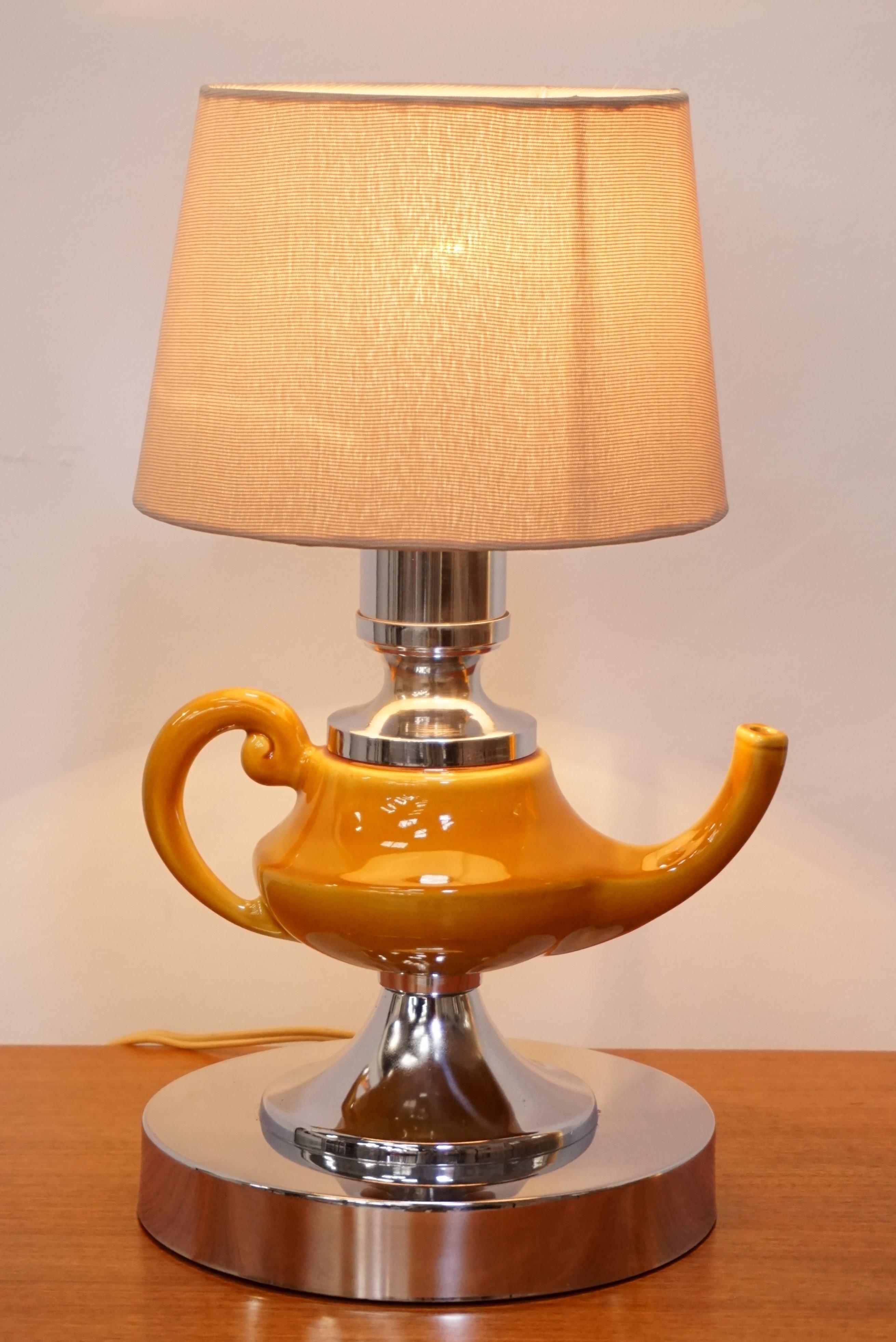 Ceramic and Chrome Génie Lamp from the 1970s For Sale 4