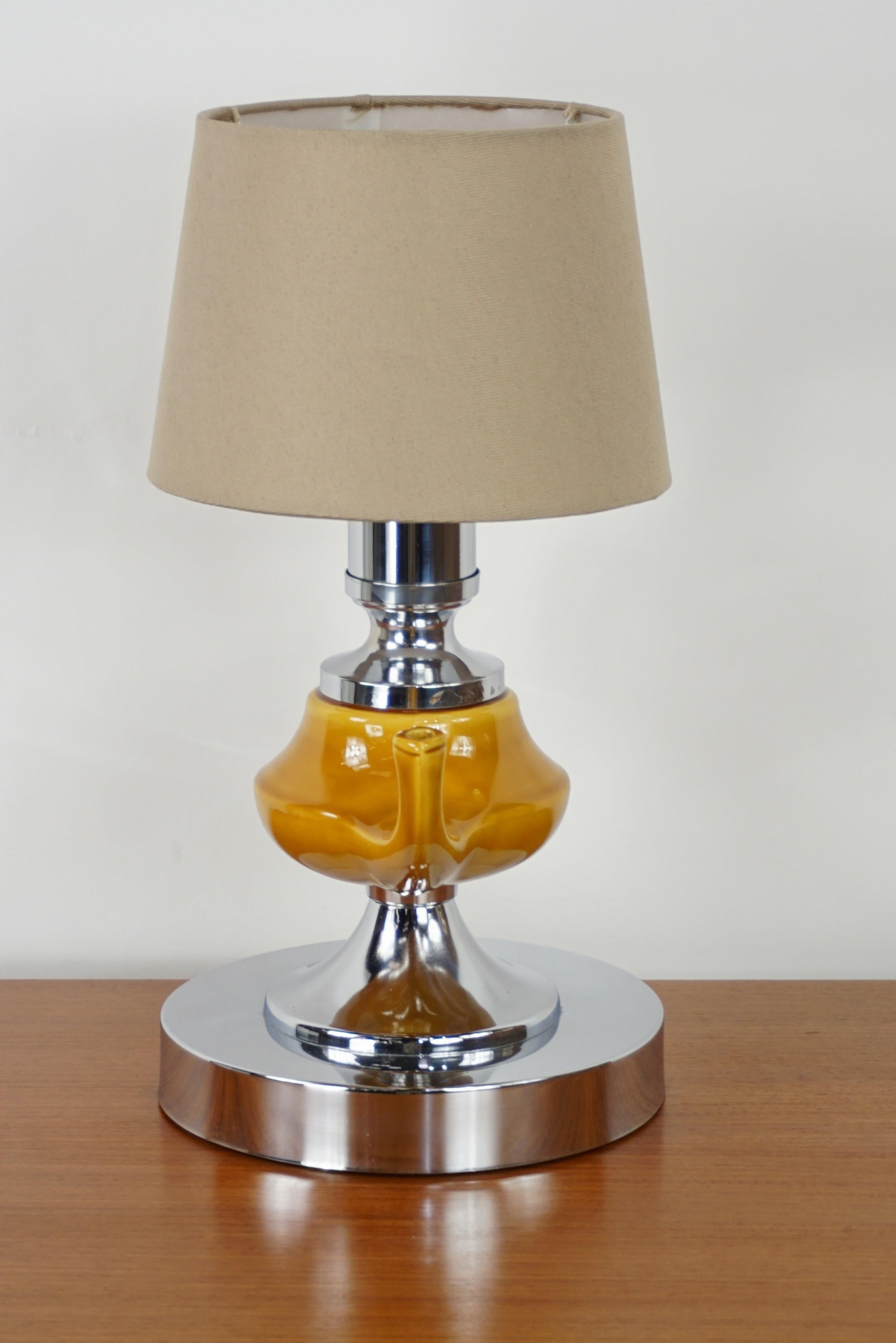 Space Age Ceramic and Chrome Génie Lamp from the 1970s For Sale