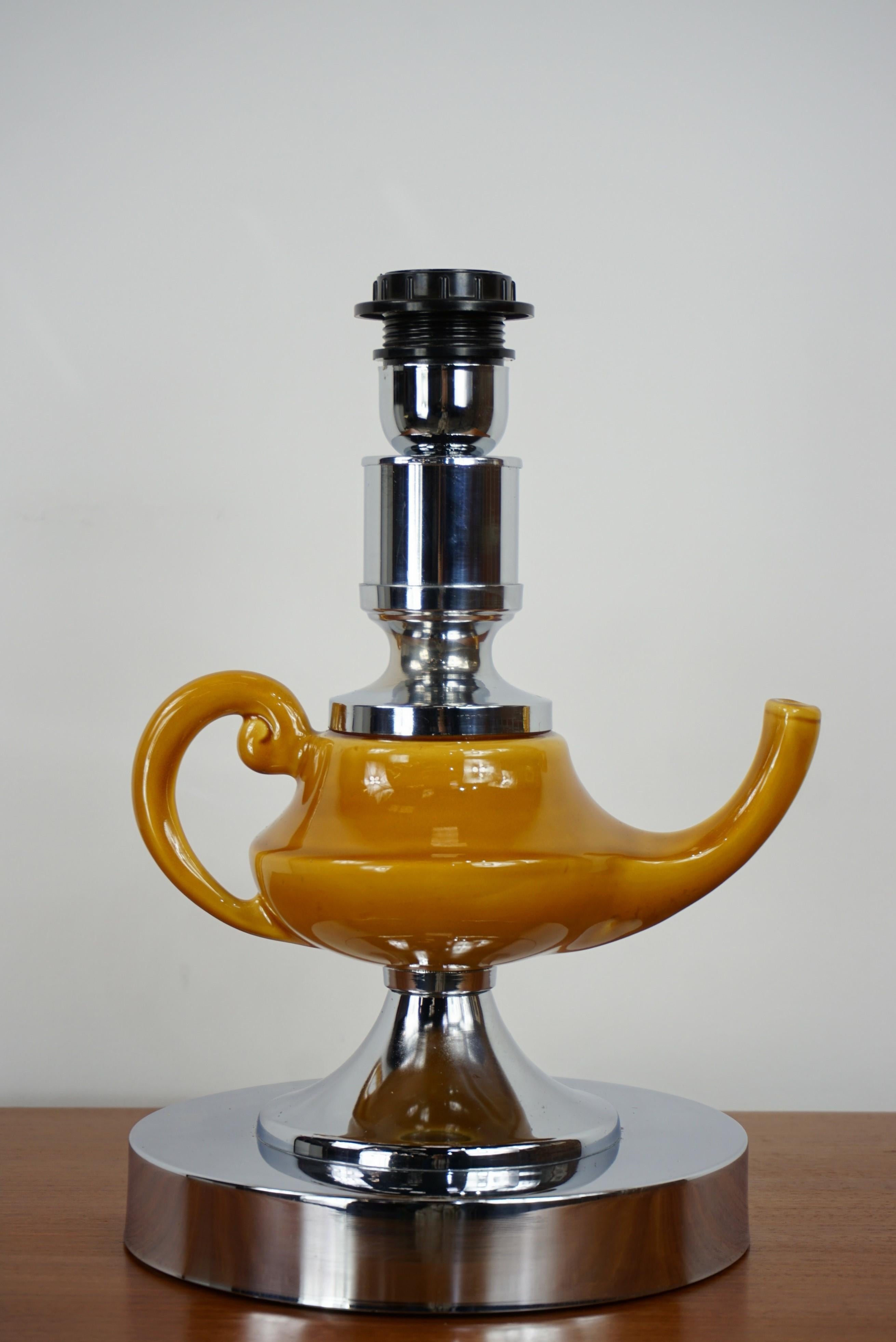 Ceramic and Chrome Génie Lamp from the 1970s For Sale 2