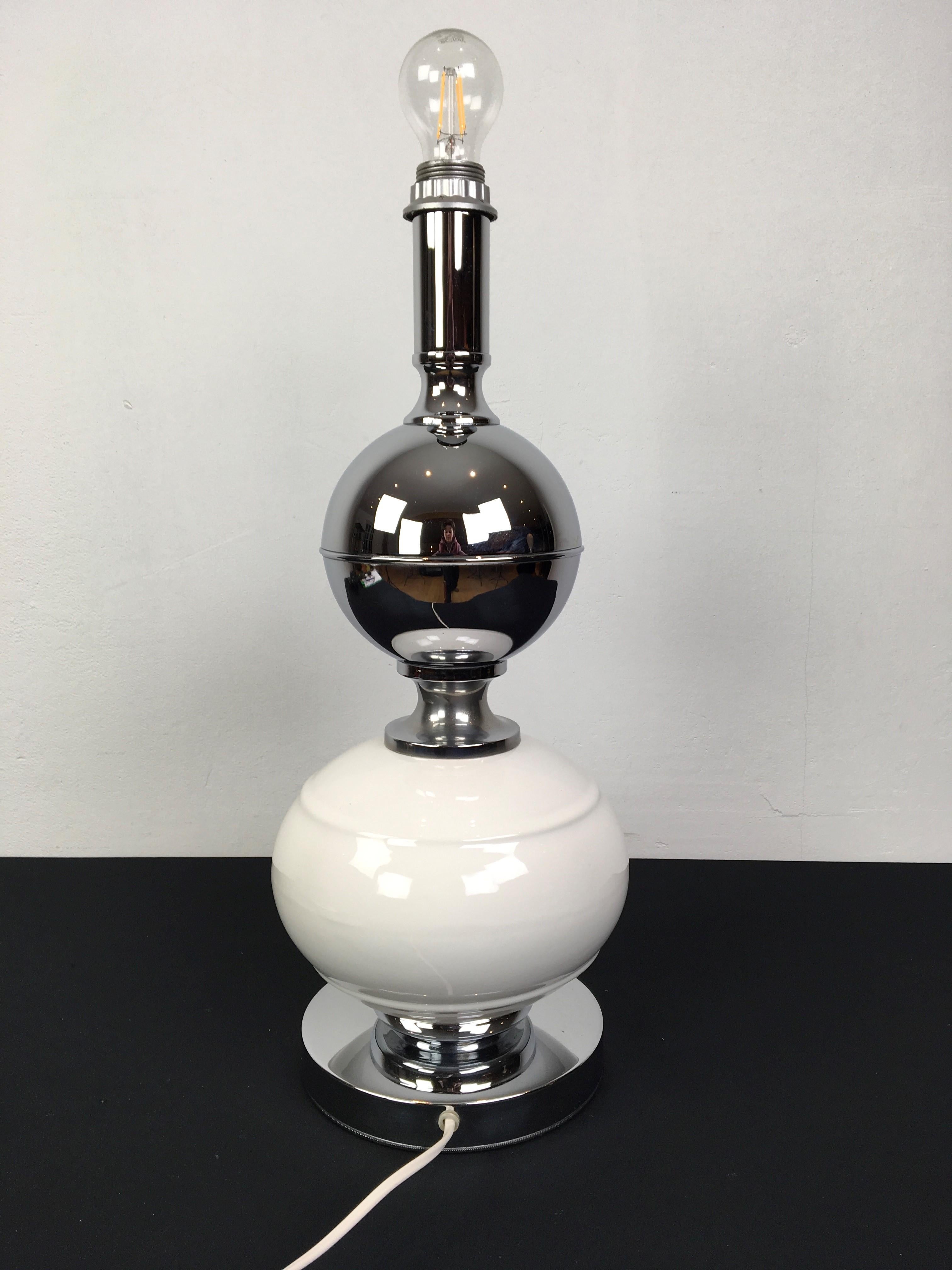 Ceramic and Chrome Table Lamp, 1970s For Sale 3