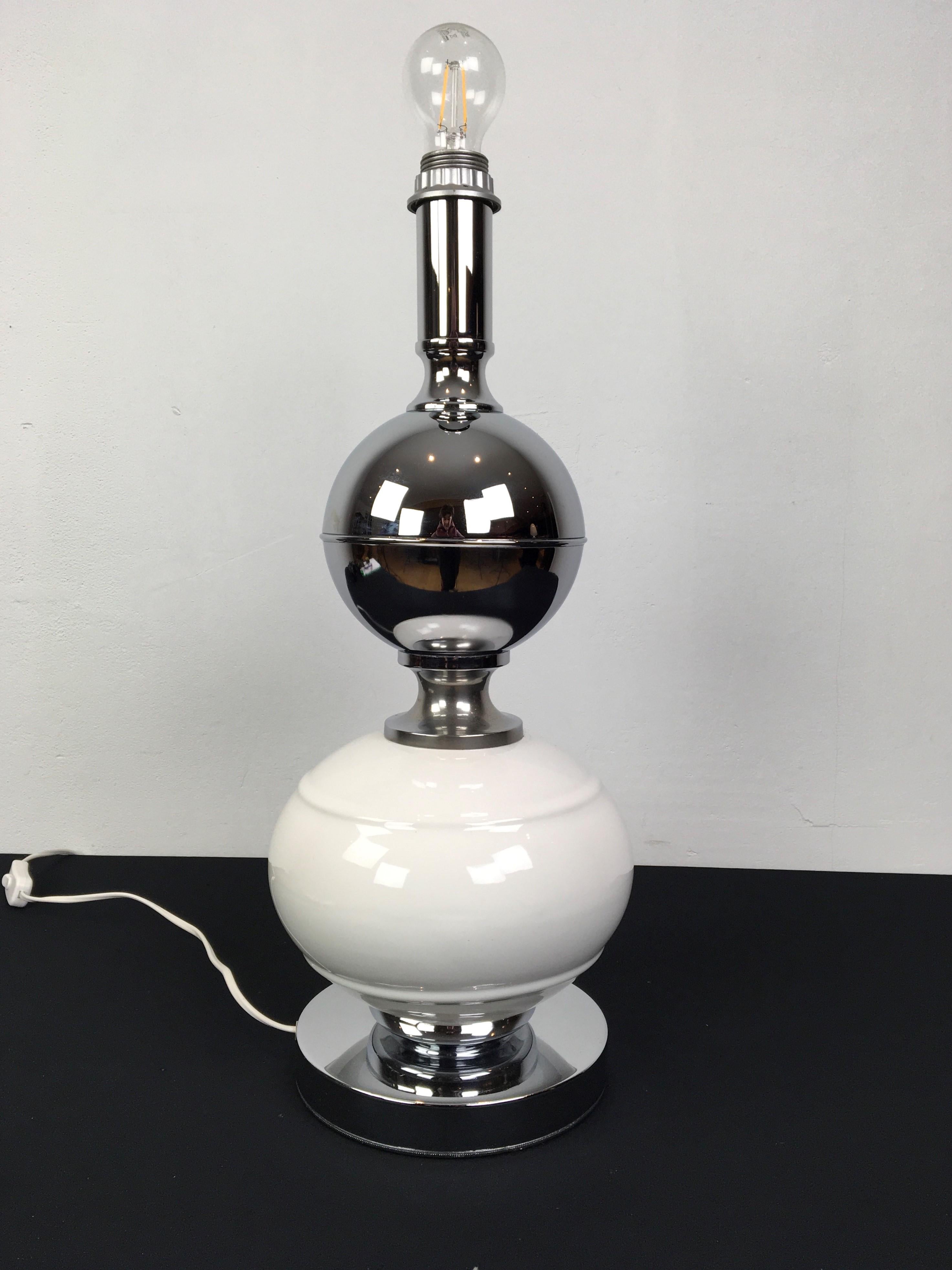 Ceramic and Chrome Table Lamp, 1970s For Sale 4