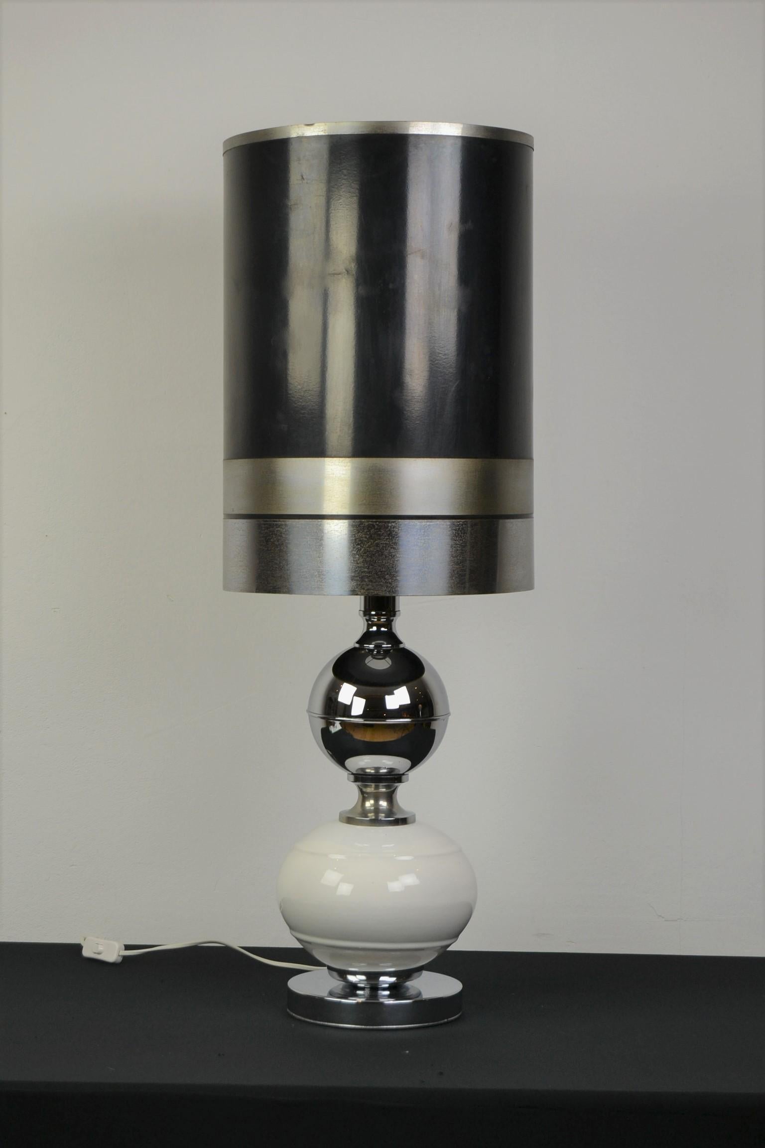 Space Age Ceramic and Chrome Table Lamp, 1970s For Sale